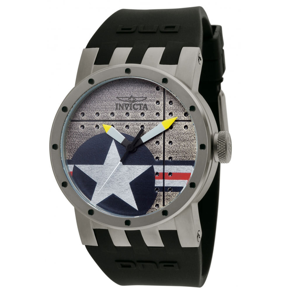 Invicta 11647 Men’s DNA Bomber Silver Tone Dial Black Rubber Strap Quartz Watch
