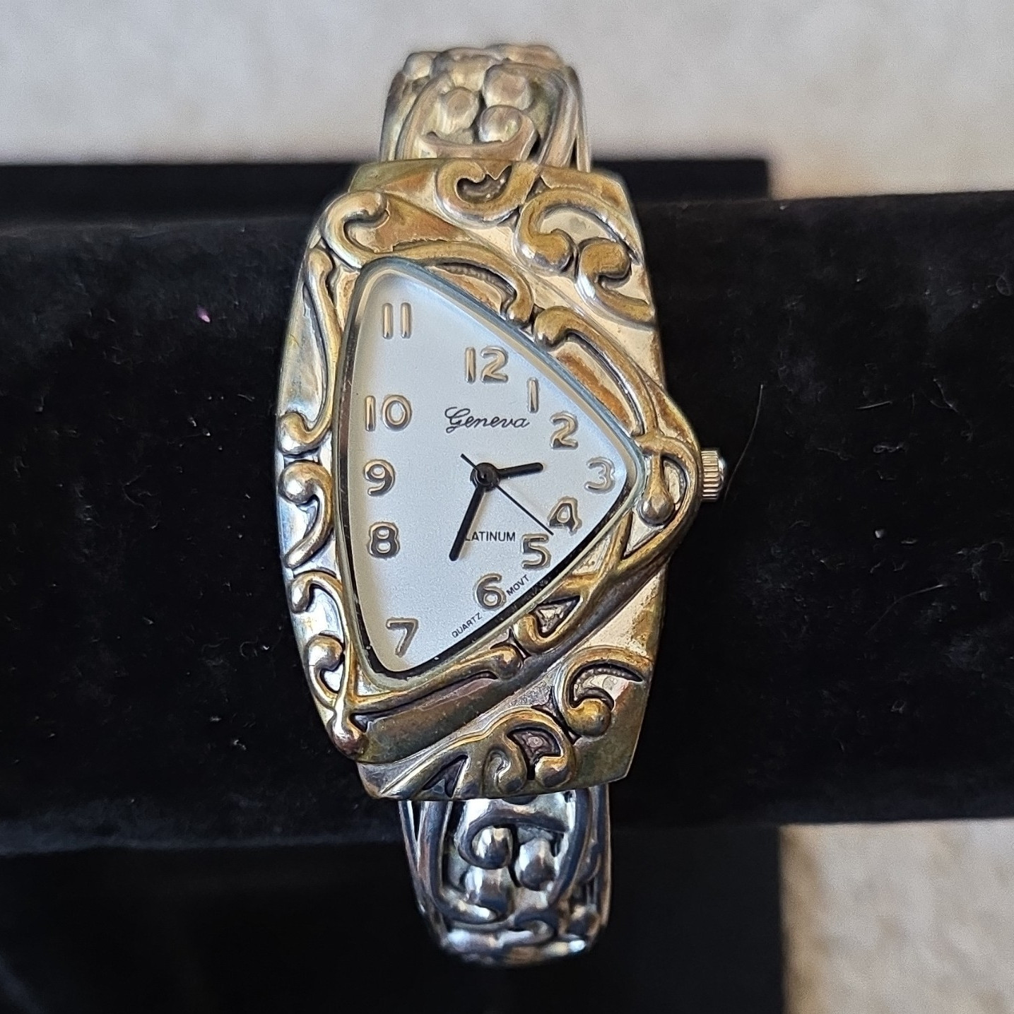 Geneva Platinum Women’s Quartz Analog Dress Watch Silver Bangle White Dial