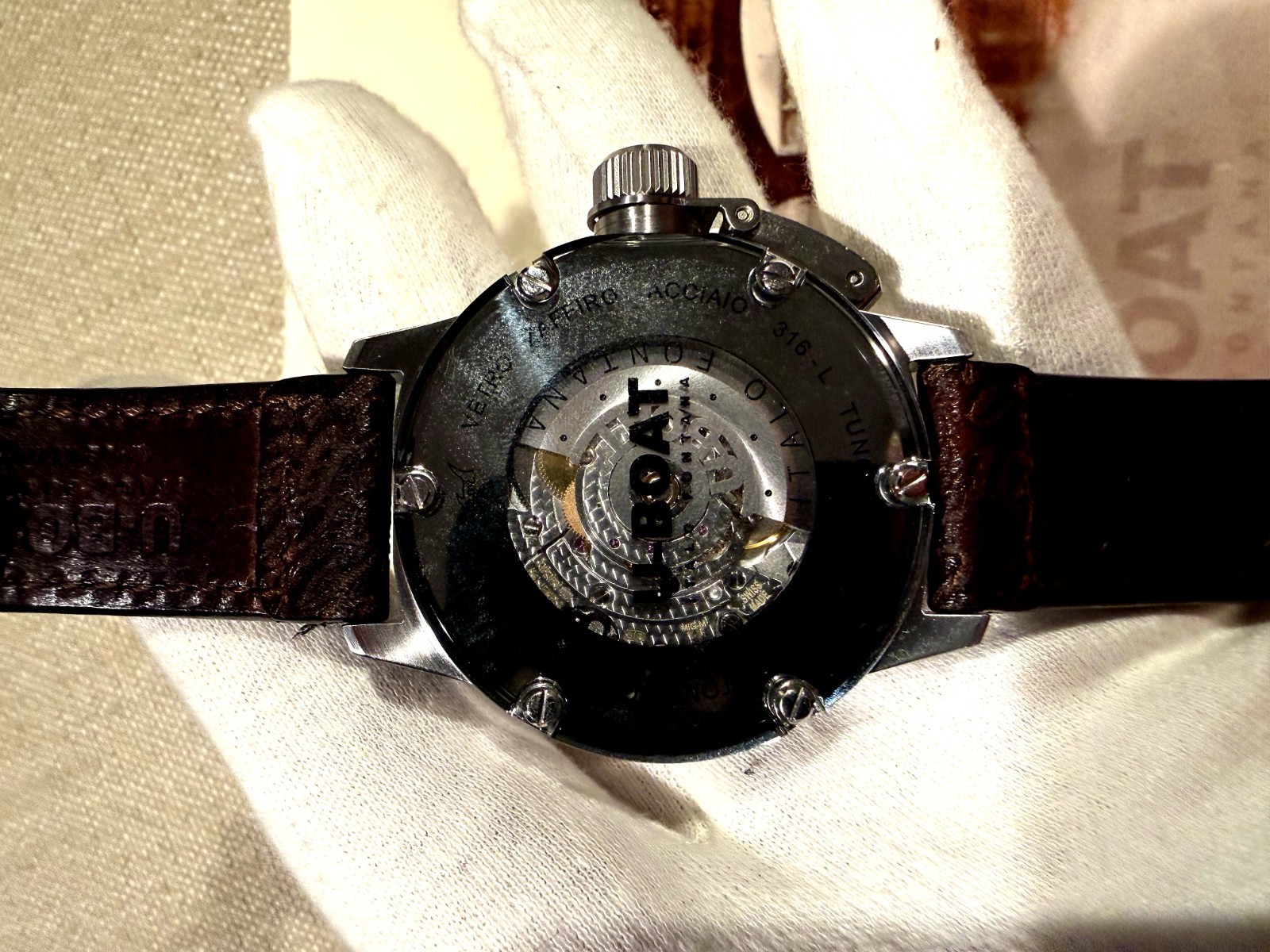 U-Boat Classico 42mm Tungsteno Black Automatic Watch 8893 — Brown Leather Strap