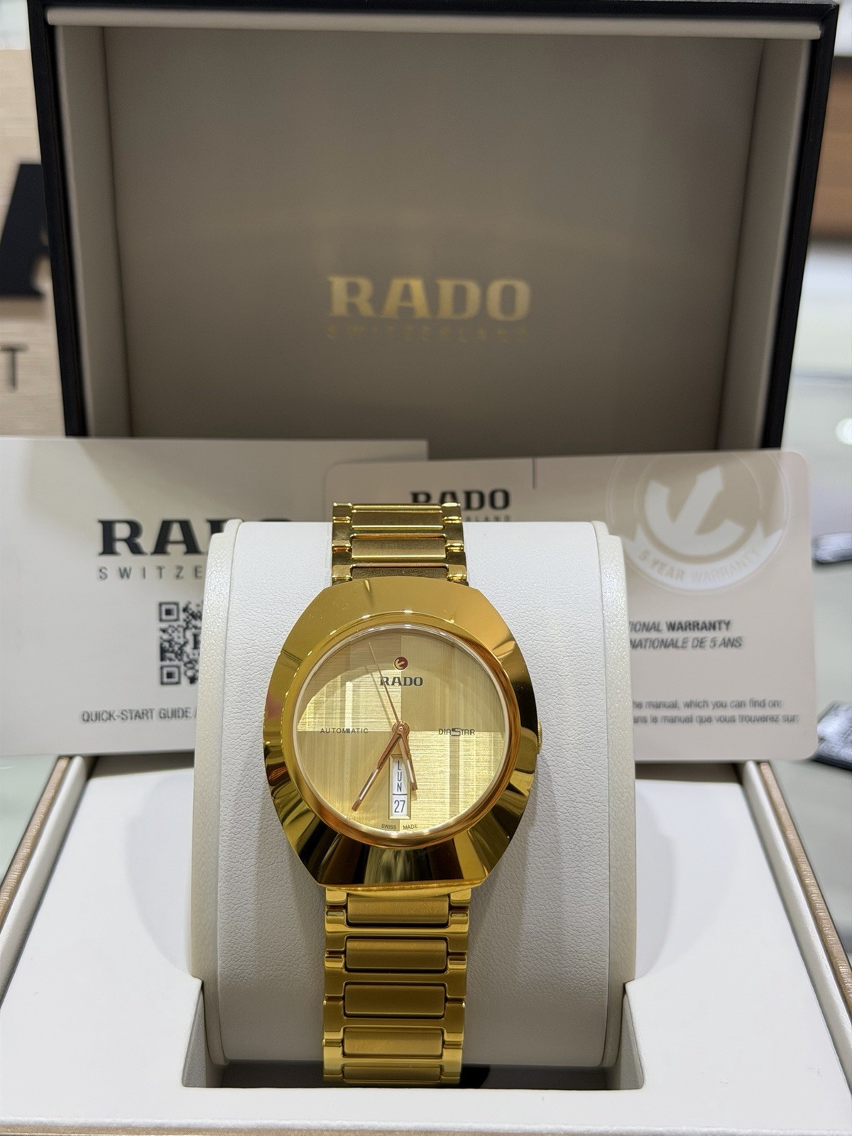 New Rado Original Automatic DiaStar Yellow Gold Tone Men’s Watch R12161253
