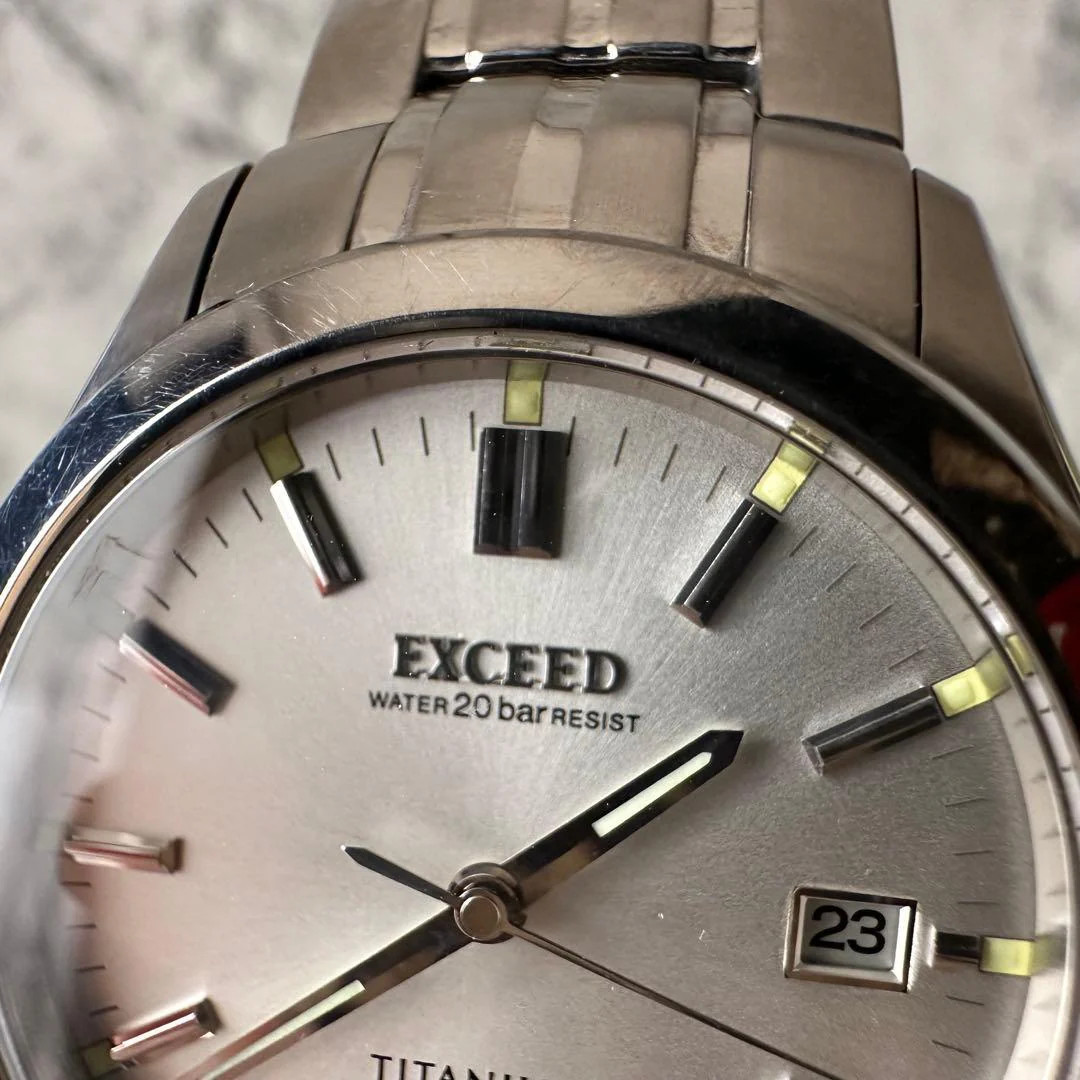 CITIZEN EXCEED 0312-H02578 Titanium Quartz 1.38in Mens Watch Pre-owned