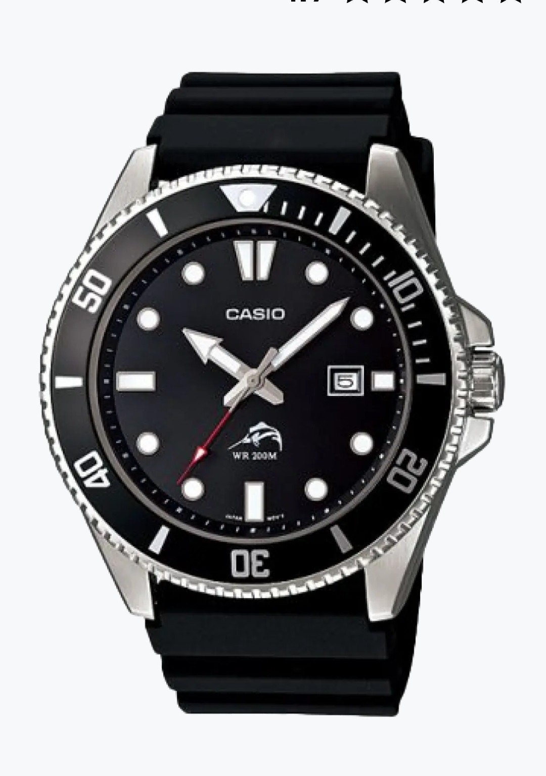⌚Casio MDV106-1AV, Duro,Men’s Black Resin Watch, 200 M, WR, Anti-Reverse Bezel
