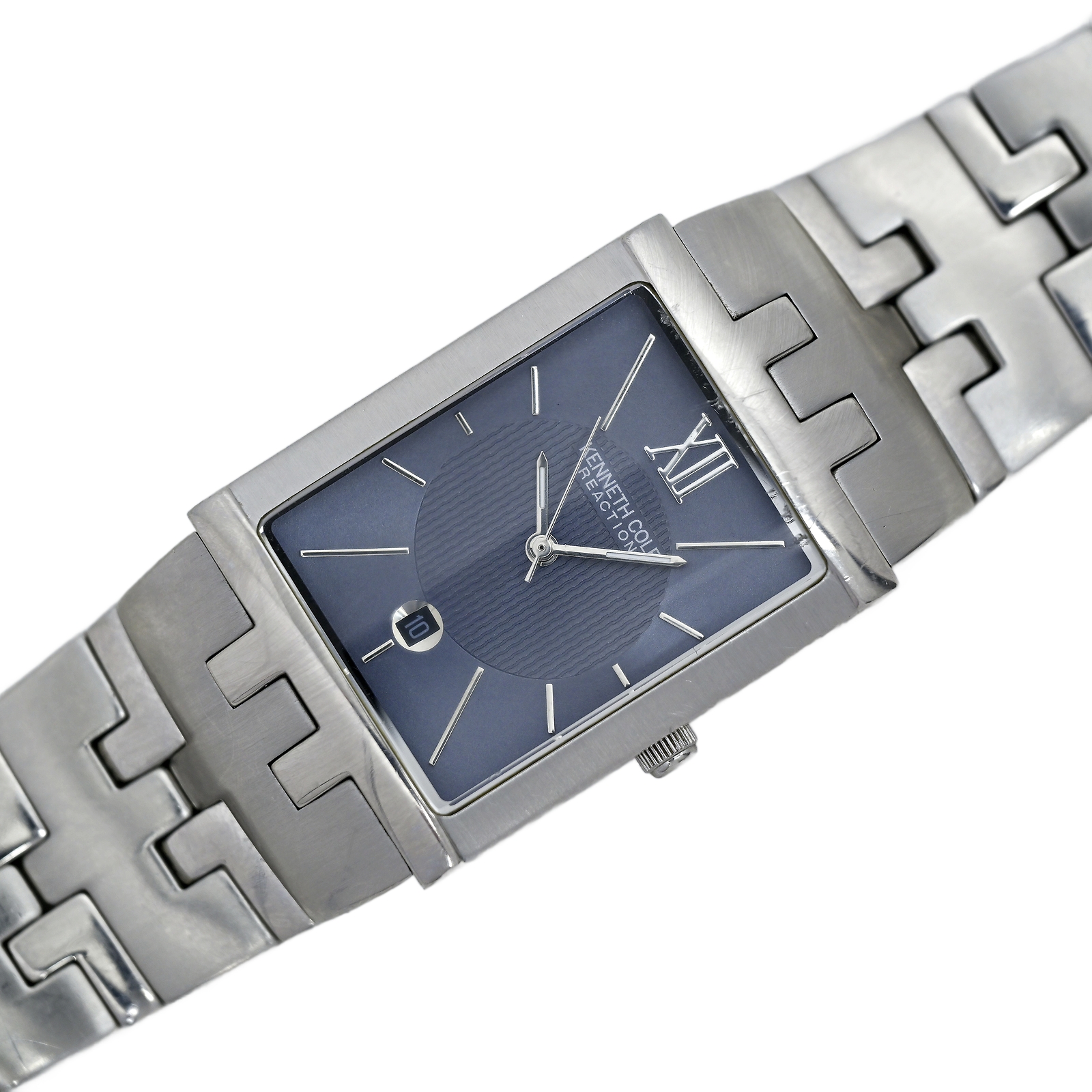 Kenneth Cole Blue Dial Tank Integrated Bracelet Watch Men’s 28x35mm