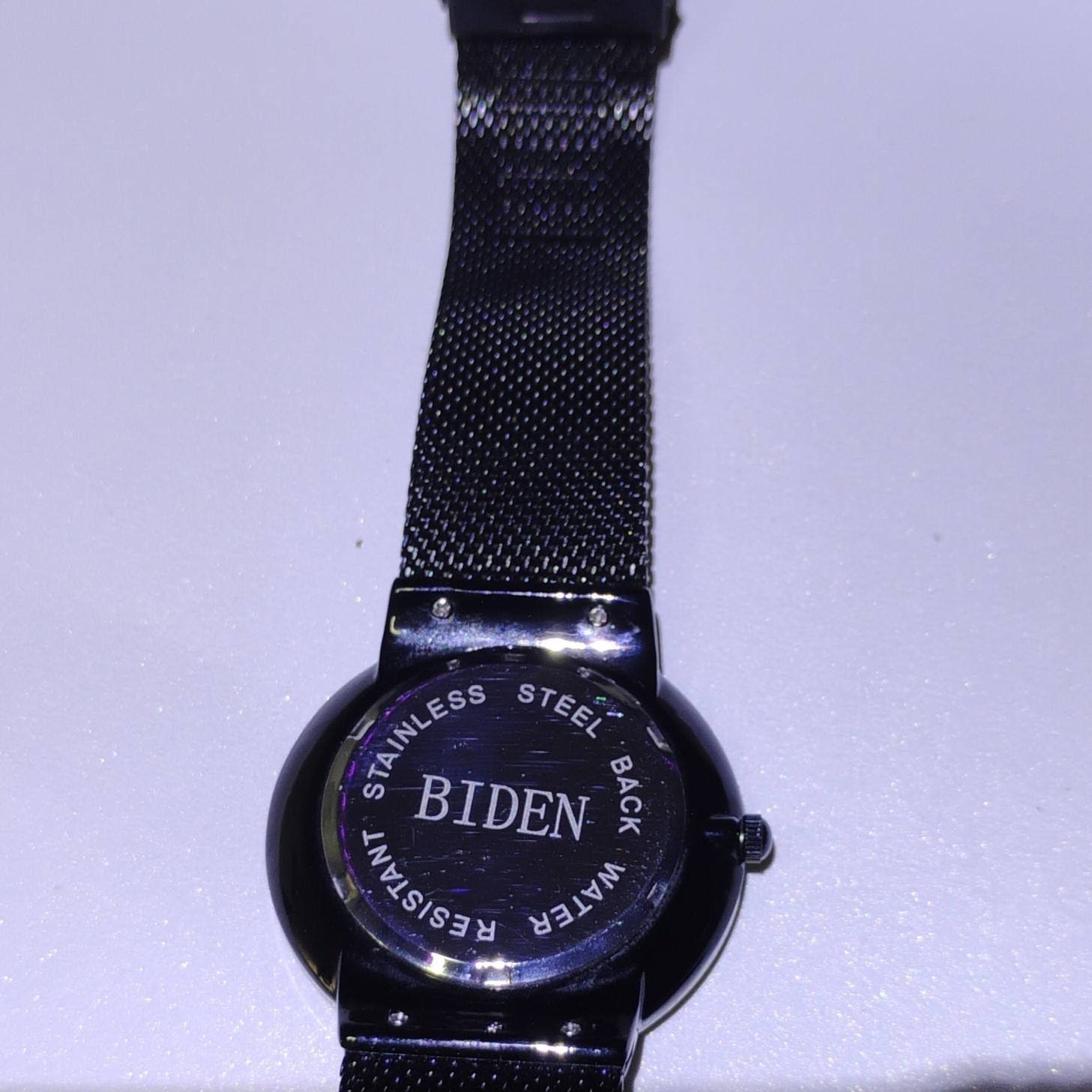 Biden Black Stainless Steel Mesh chronograph Day & Date Analog Dress Wristwatch