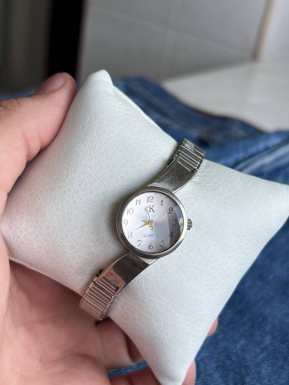 Vintage 1990s Calvin Klein quartz Geometric Watch Futuristic Bracelet Steel Y2K