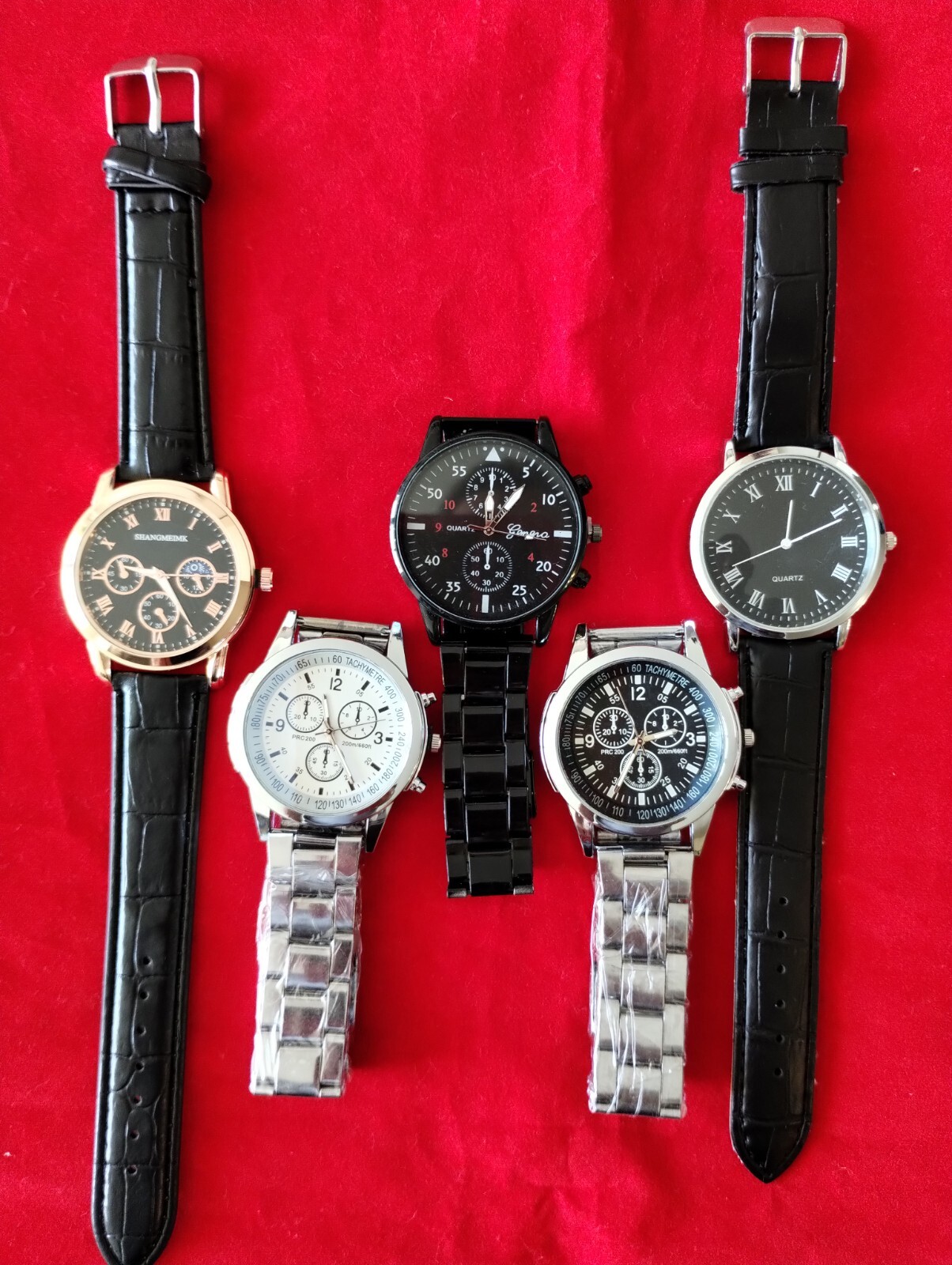 Set of 5 Brand NEW Men’s Assorted Watches. 5 FREE SPARE BATTERIES lot Deal #1025