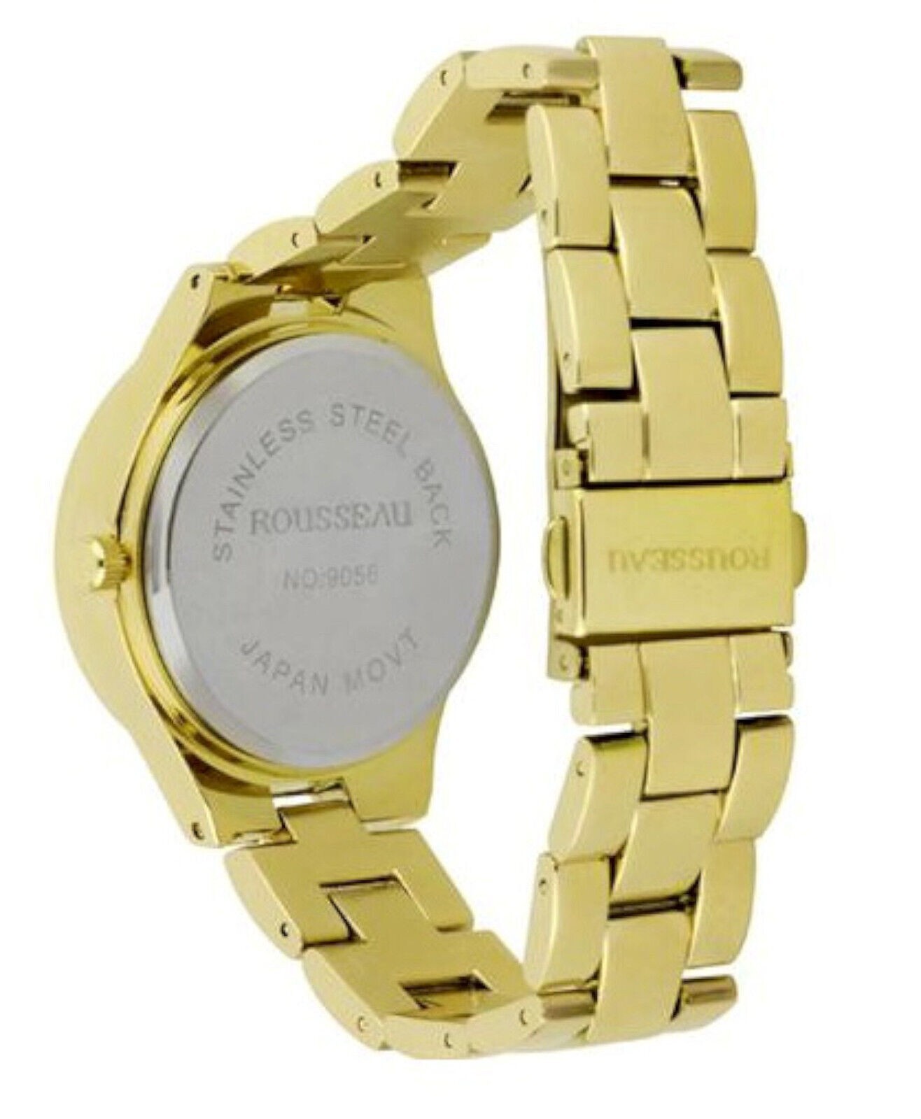 NEW Rousseau 9056 Rene Swarovski Bezel Yellow Gold Tone Bracelet Watch