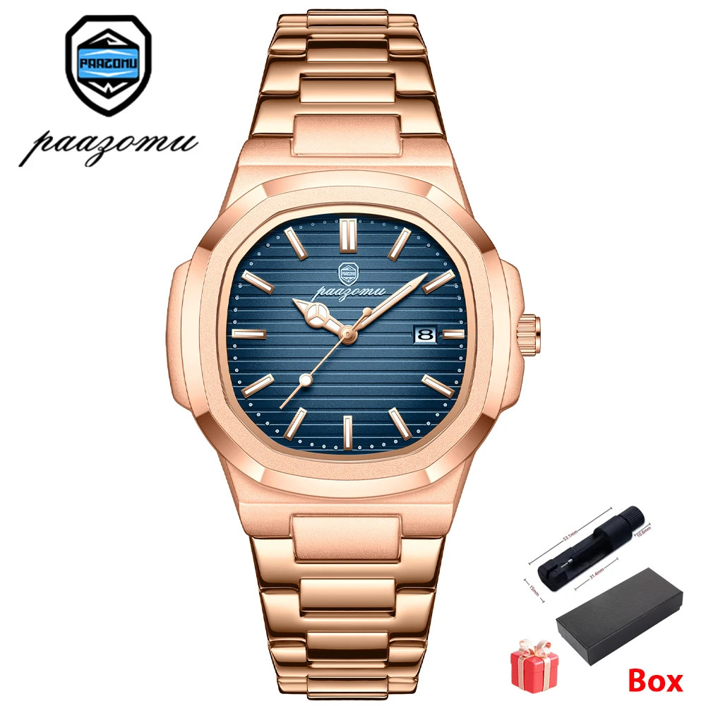 Men’s Fashion Quartz Watch Stainless Steel Waterproof Luminous Date Week Watch