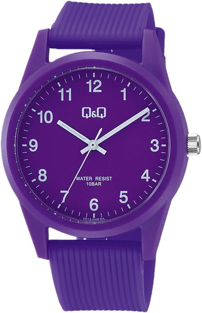 Analogue waterproof wristwatch with urethane strap, VS40-008, purple