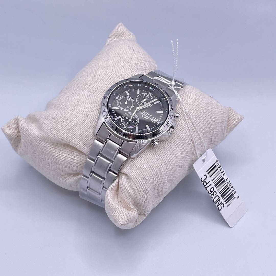 Brand New SEIKO SND367PC Chronograph Black Silver Men’s Watch 10ATM from Japan