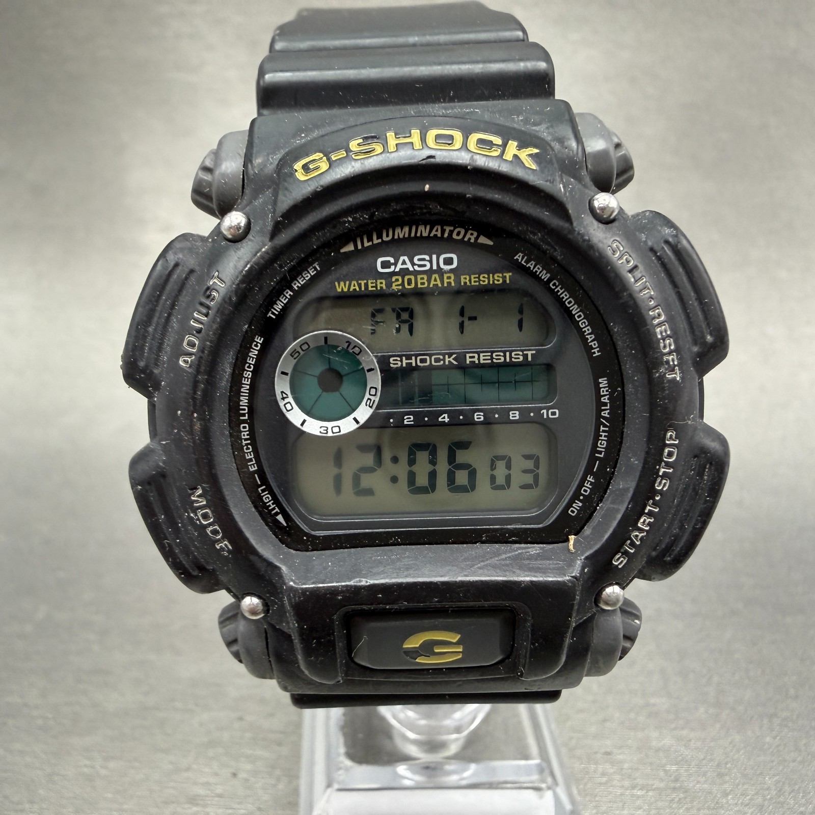 Casio G-Shock DW-9052 Watch Men 47mm Digital Black & Yellow Round New Battery JK