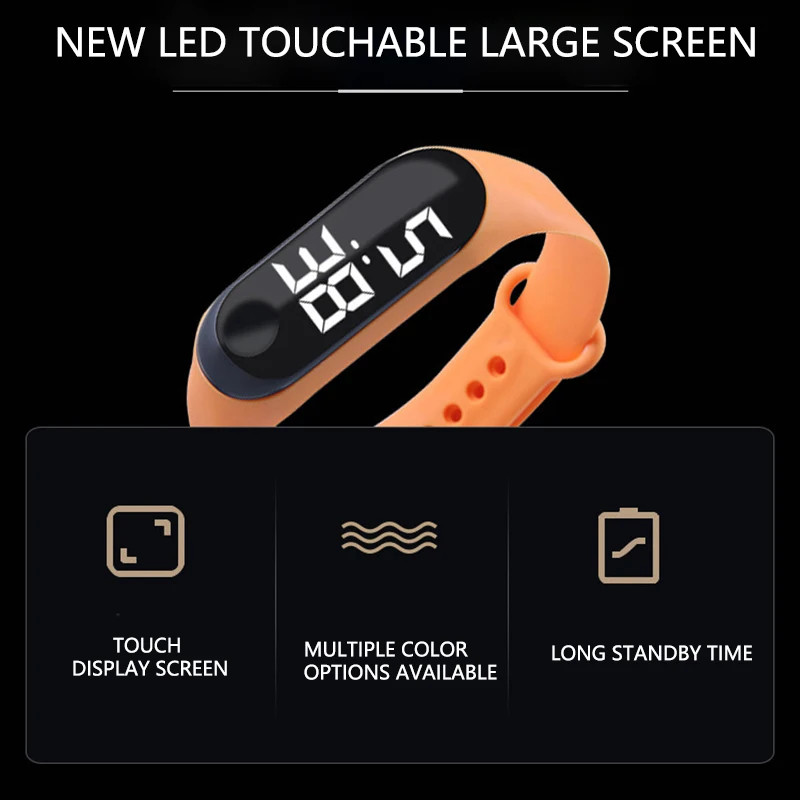 Kids LED Digital Sports Watch Waterproof Touch Wristwatch Bracelet