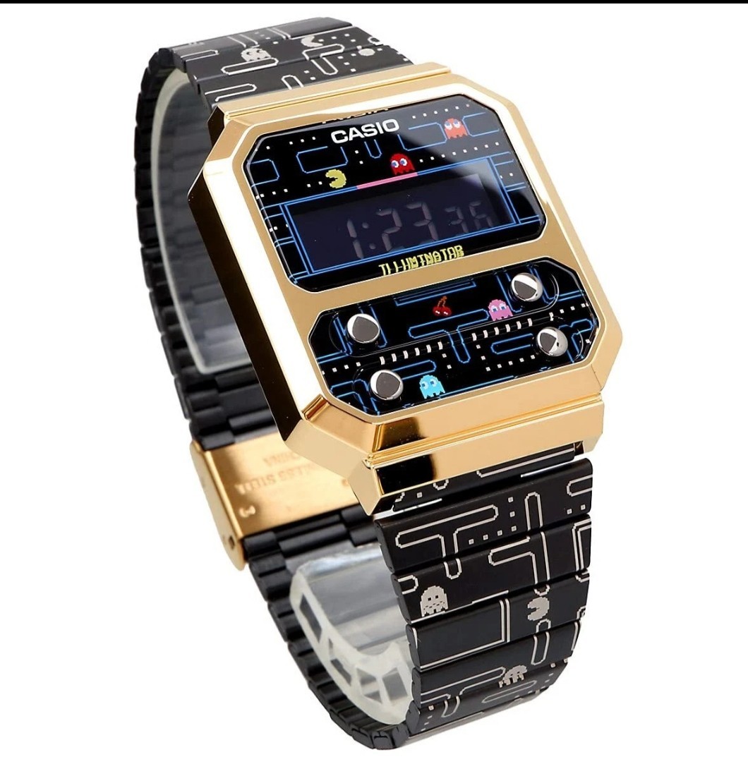 Casio Pac-Man Watch A100WEPC-1B Digital Reprint Design PacMan Collab NEW