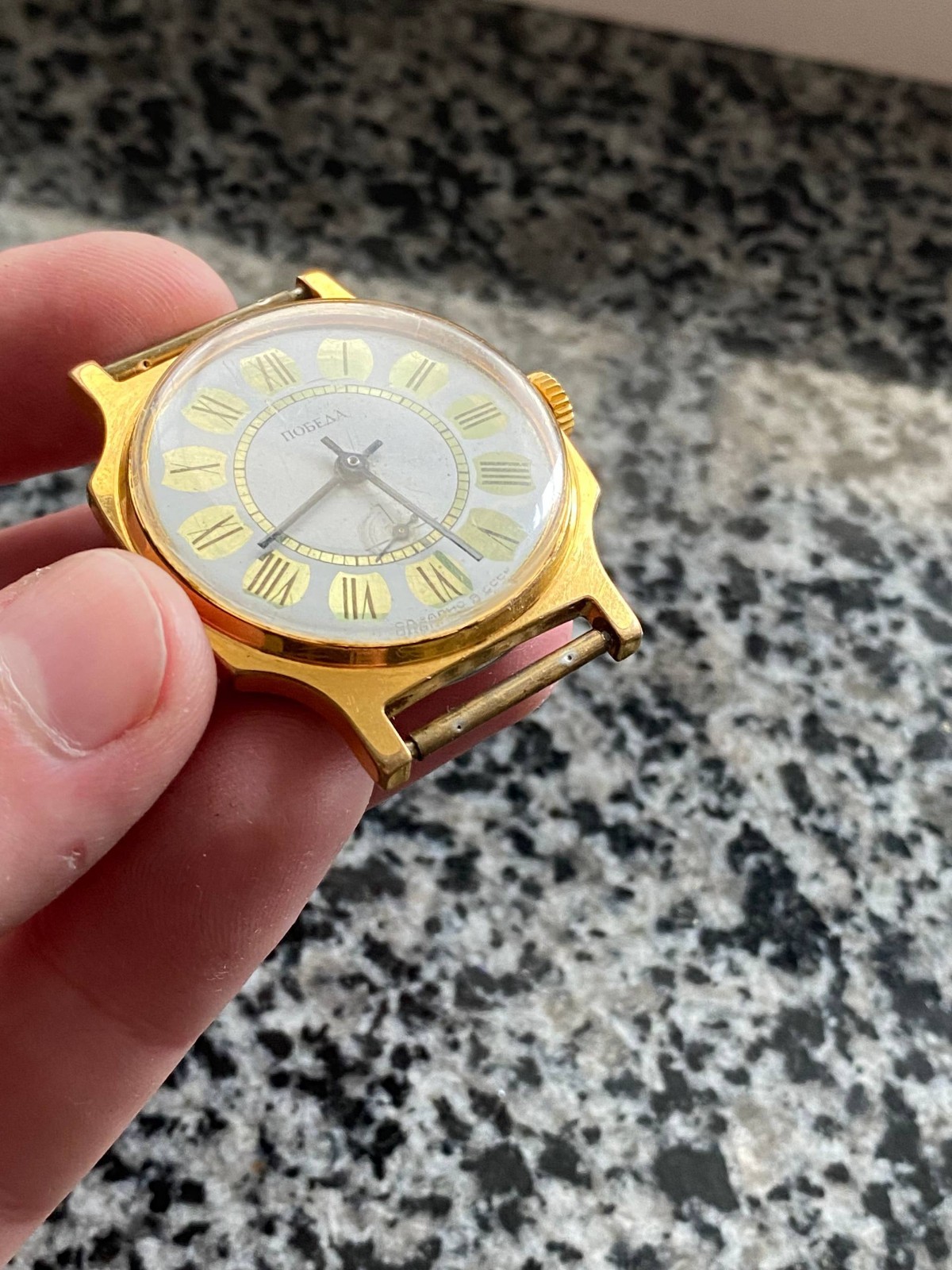 Pobeda Watch Vintage Soviet mechanical USSR Wristwach Rare Gold Plated AU