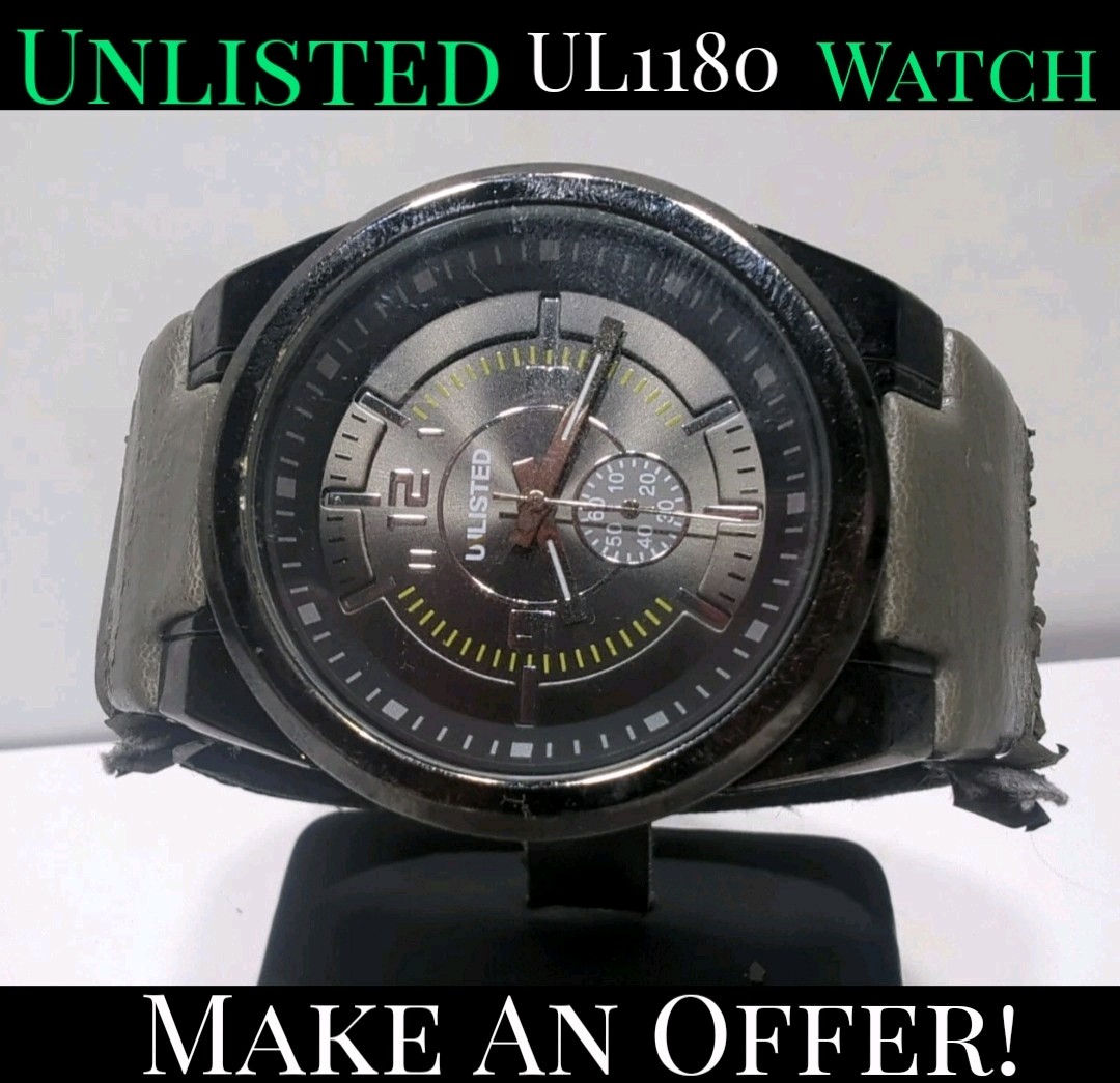 ✨USED✨ Unlisted UL1180 Men’s Watch – Black & Grey Stainless Steel – Japan Movt