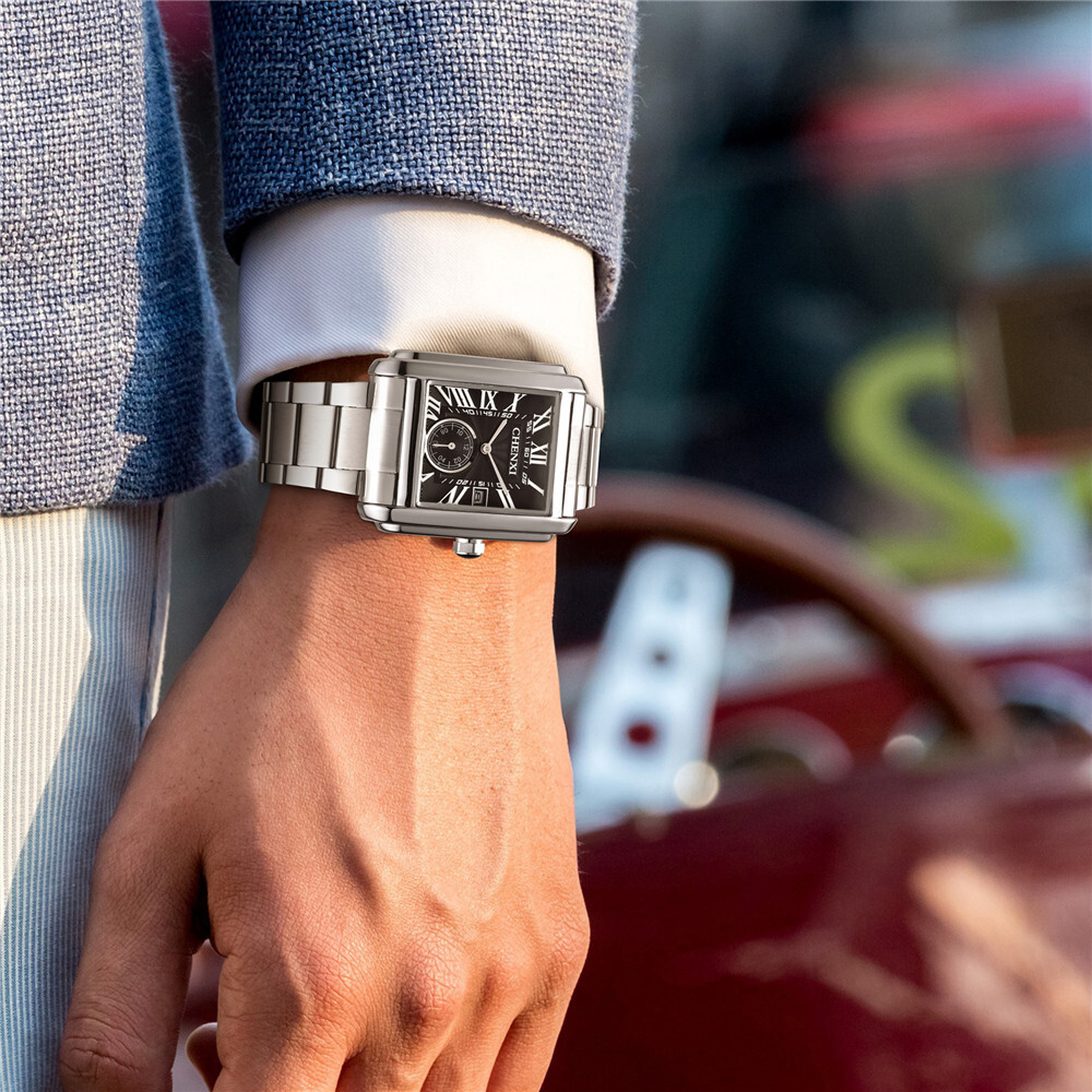 CHENXI Men Watch Roman Numeral Quartz Wristwatch Male Business Leather Watches