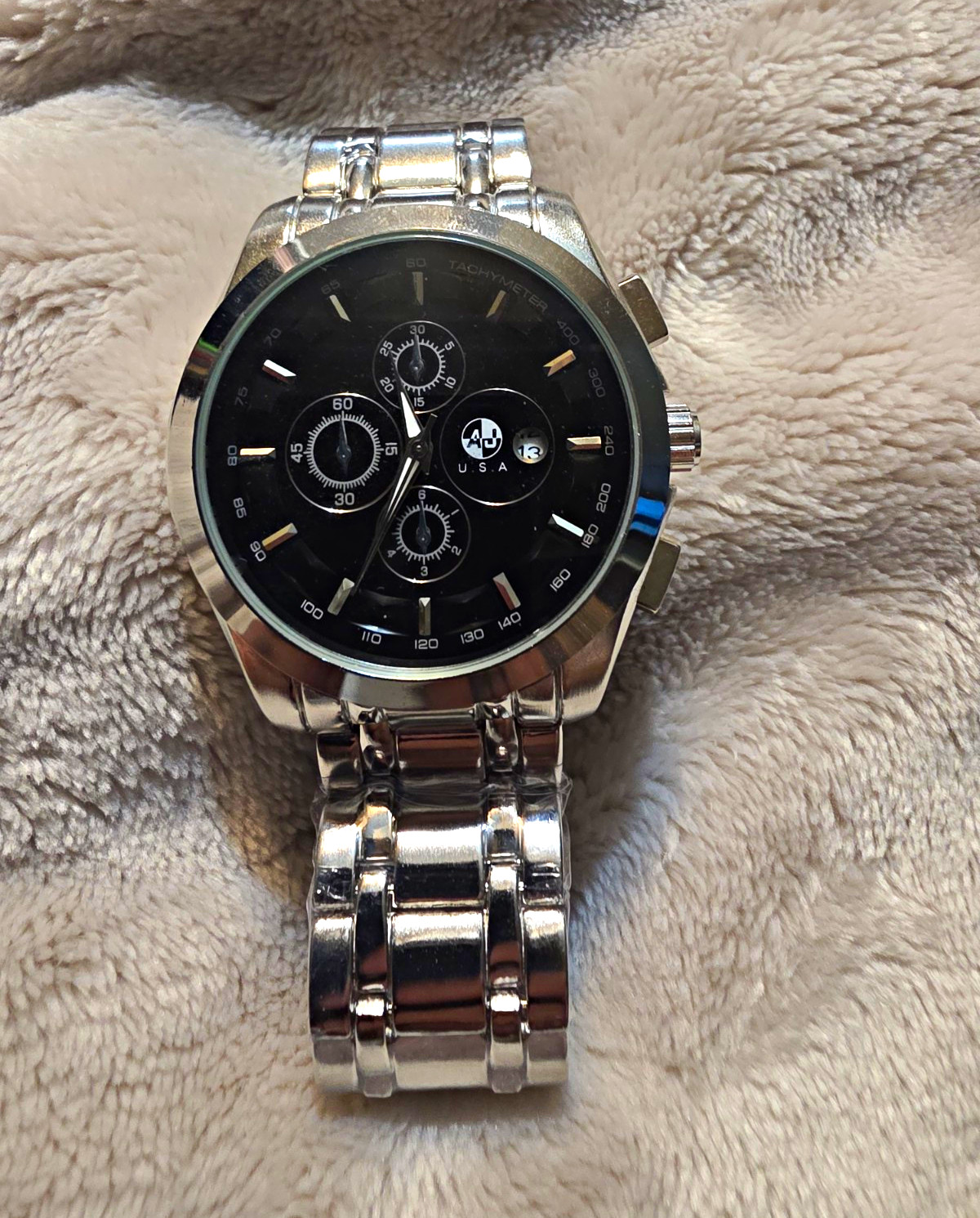 A|X Armani Exchange Quartz Chronograph Black Dial Silver Bracelet