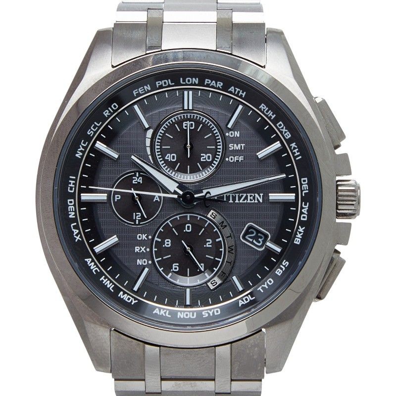 Citizen Attesa Eco Drive Wristwatch H804 T018696 Gray Silver Stainless Steel Men
