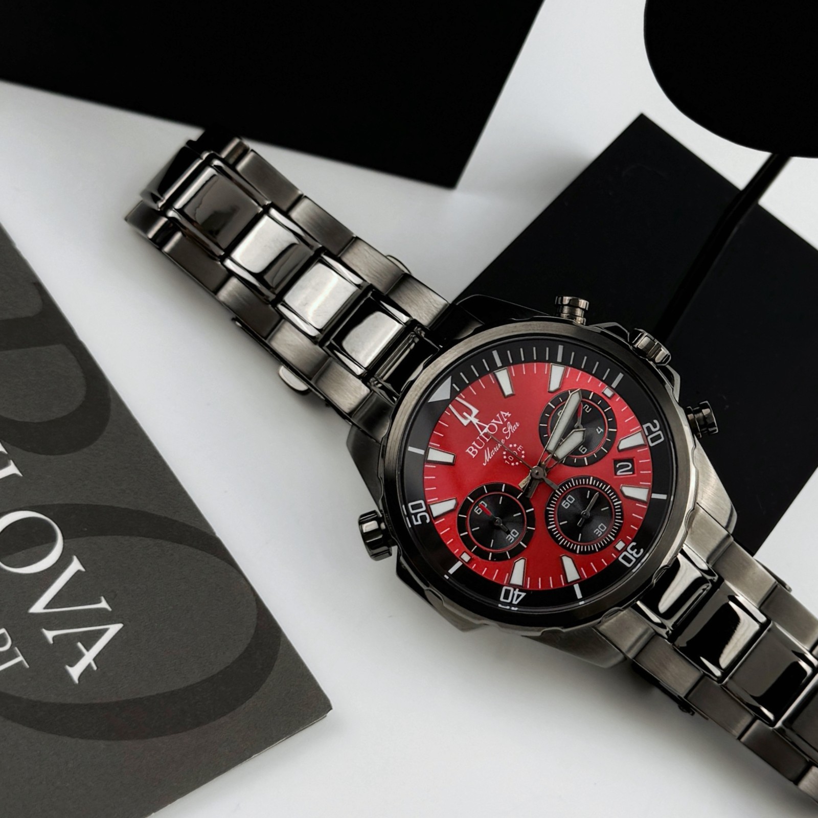 Bulova 98B350 Men’s Marine Star Chronograph Red dial stainless Men’s Watch