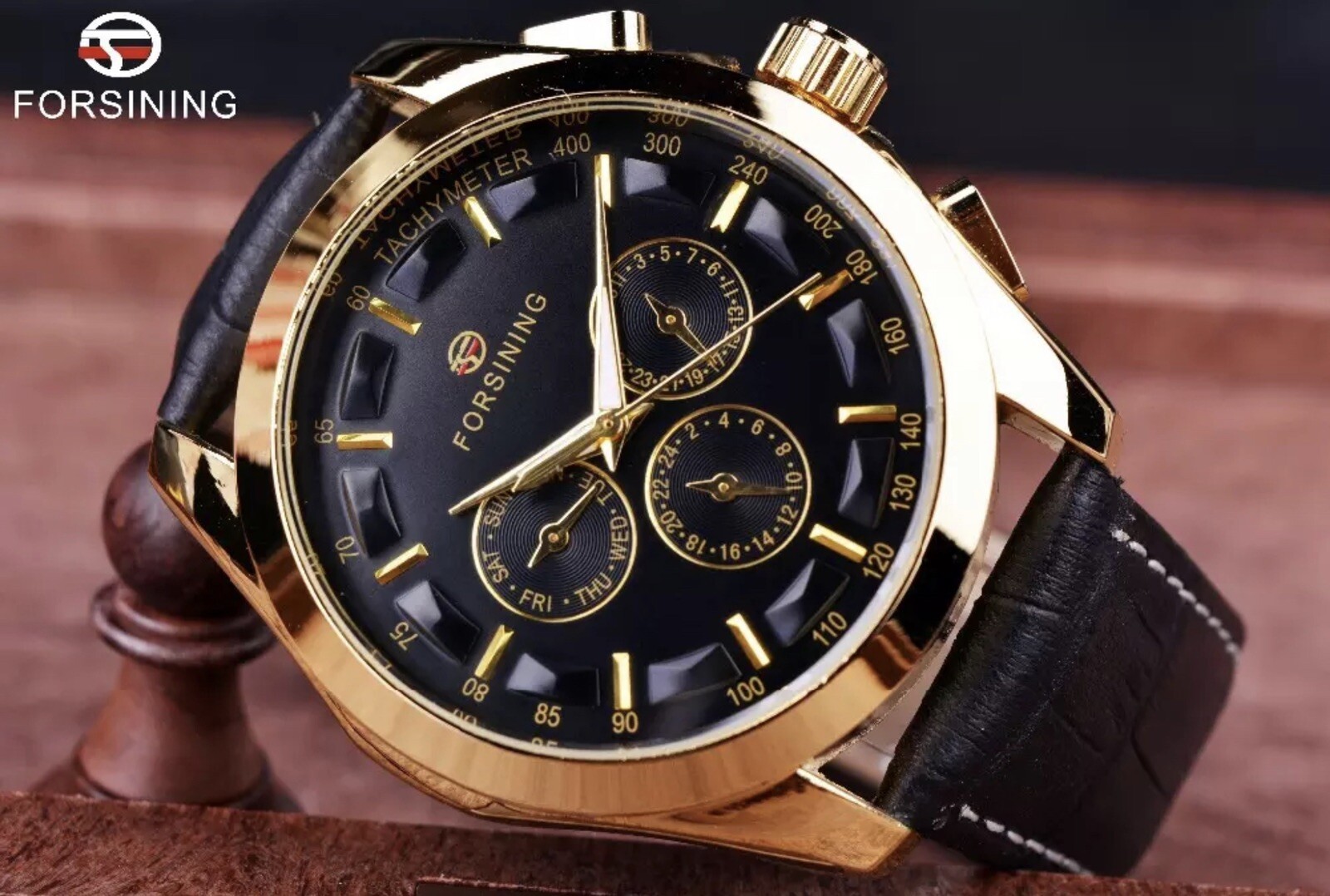 Forsining Mens Luxury Watch Genuine Leather Band. Waterproof. Great Gift Idea.