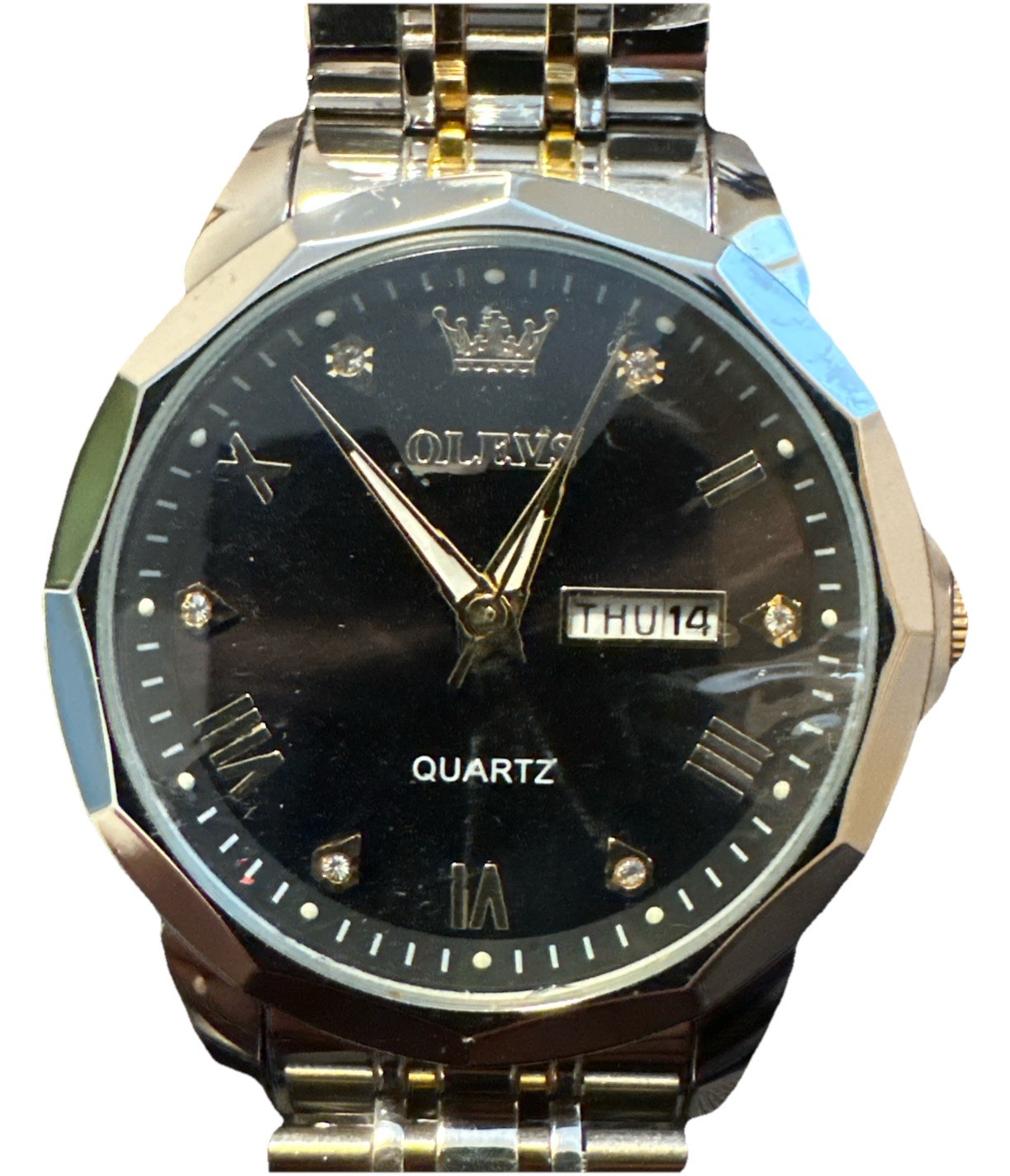 Brand New Olevs Men’s Watch No Box Stainless Steel Band & Black Interior