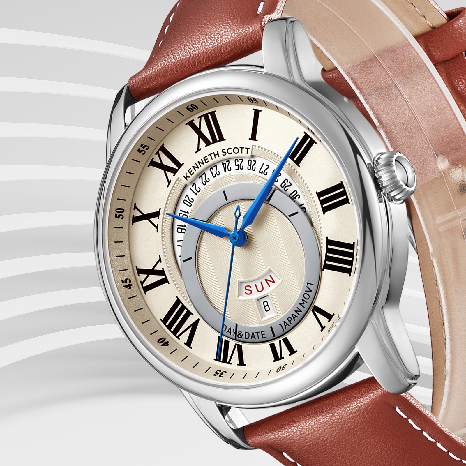 Kenneth Scott Men’s Analog Watch | Beige Dial, 44mm, 30 m (3 ATM)