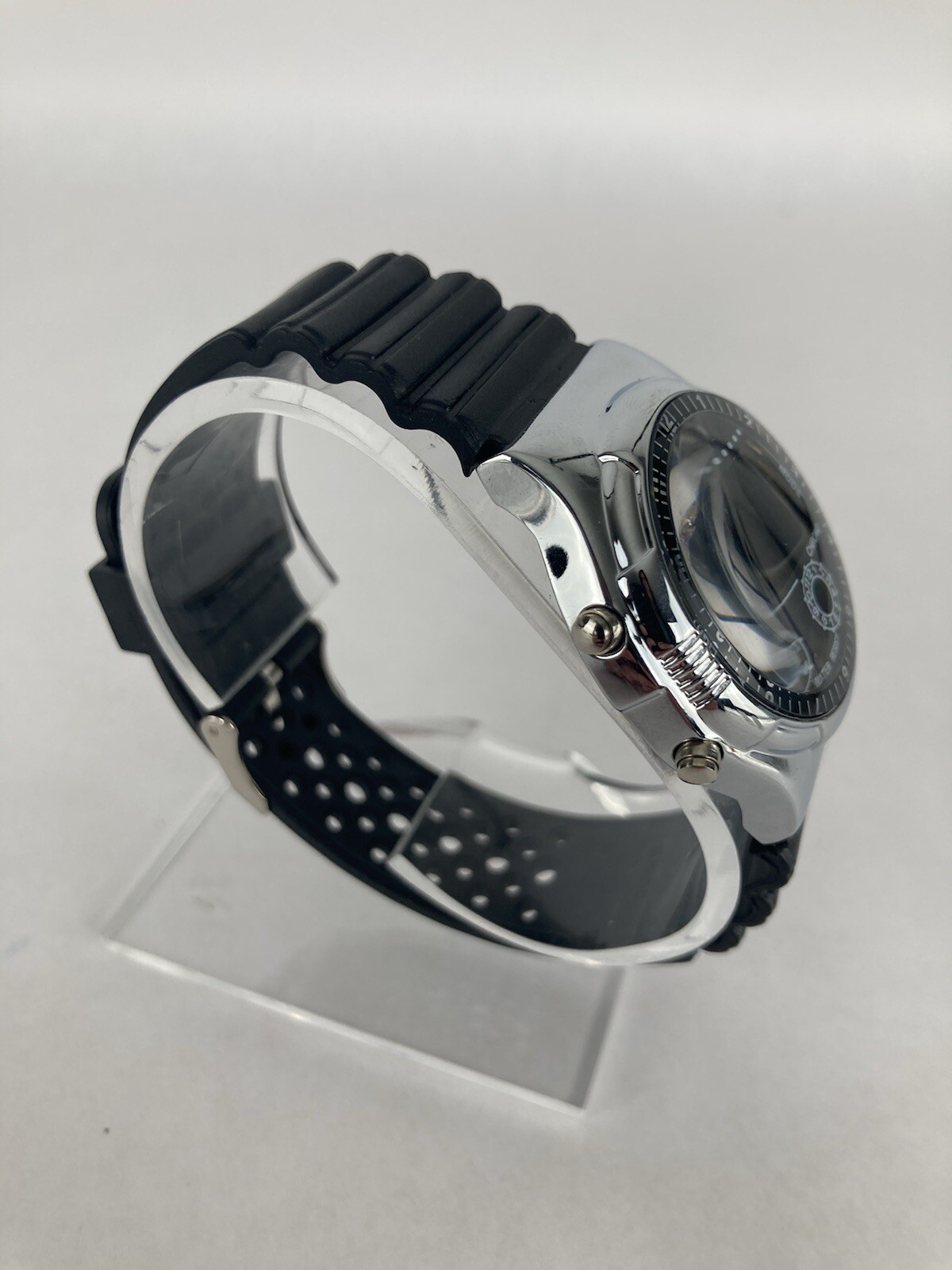 VTG Lifelong 40mm Silver Tone Chrono Solar Digital Watch w/Band & New Battery