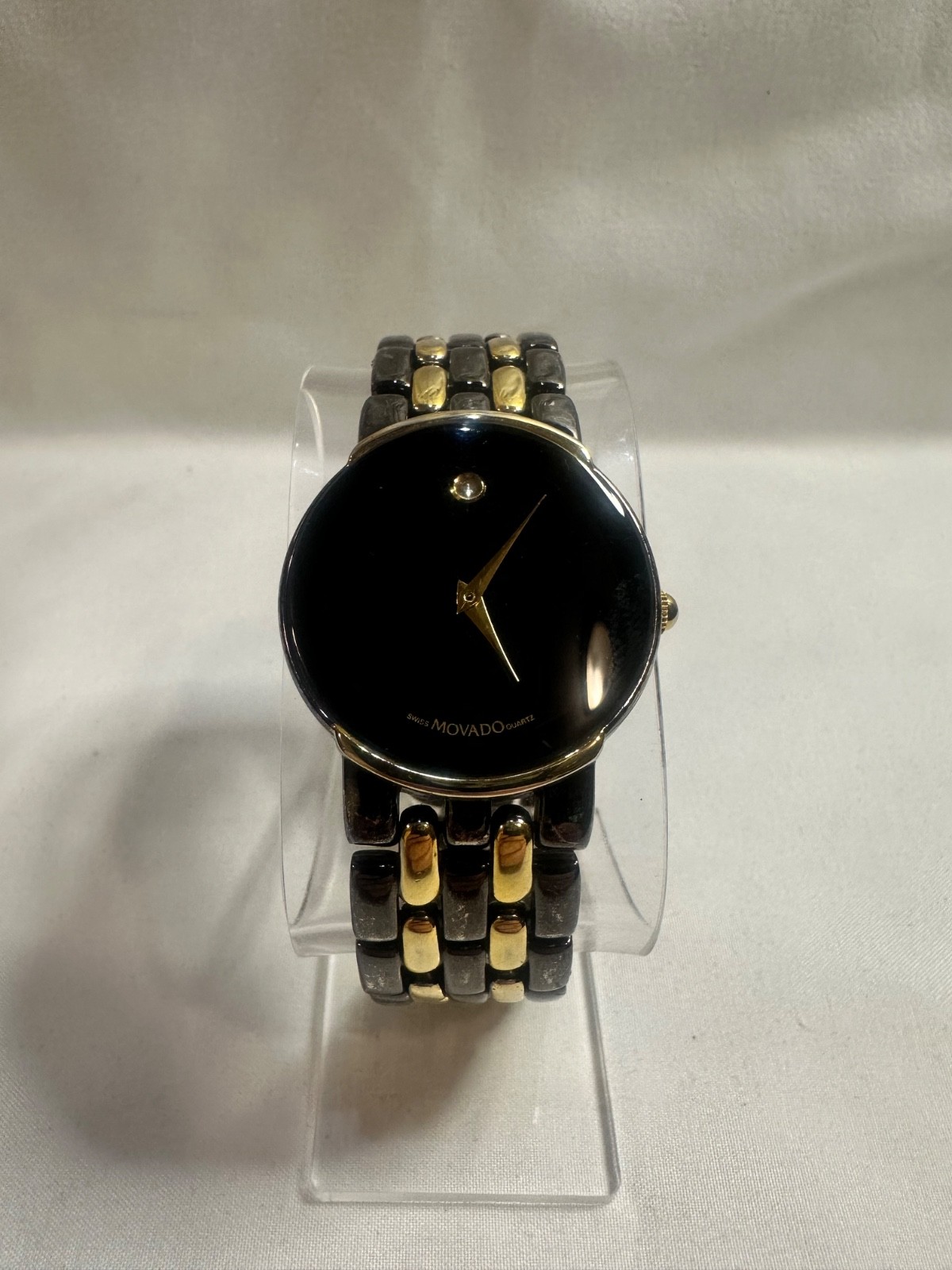 Movado Esperanza 84.19.861/0.4 All Stainless Swiss Watch Black with Gold Accents