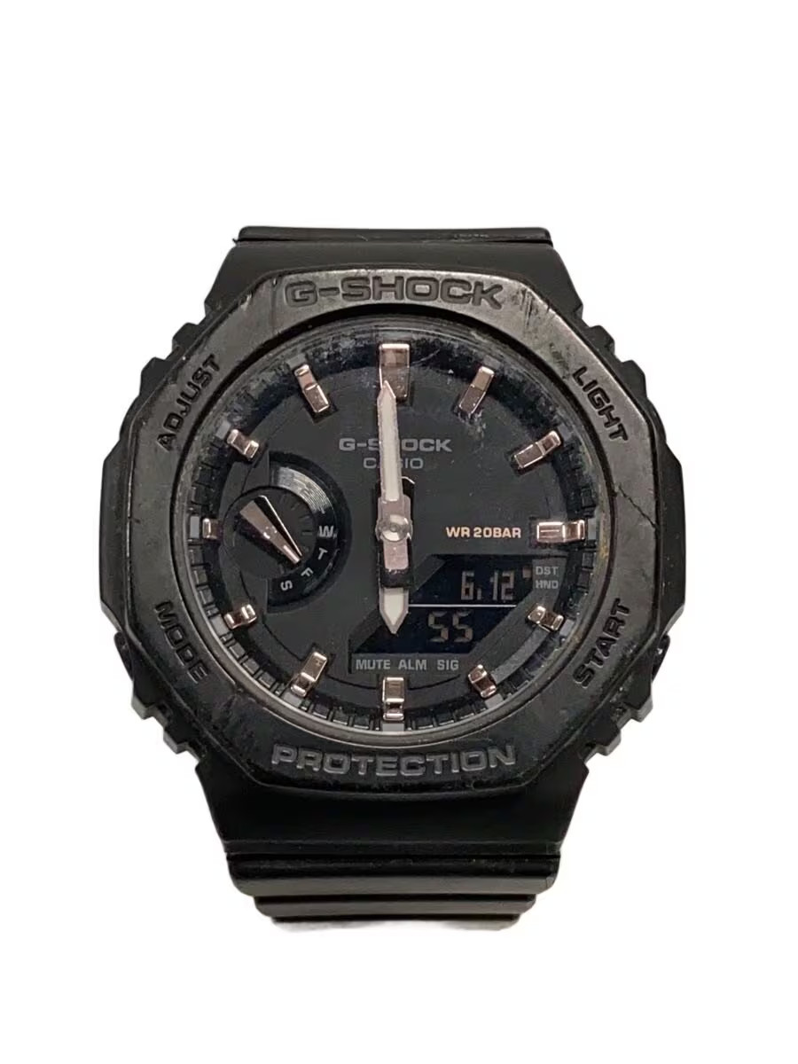 CASIO Quartz Watch G SHOCK Digital Analog Leather BLK BLK