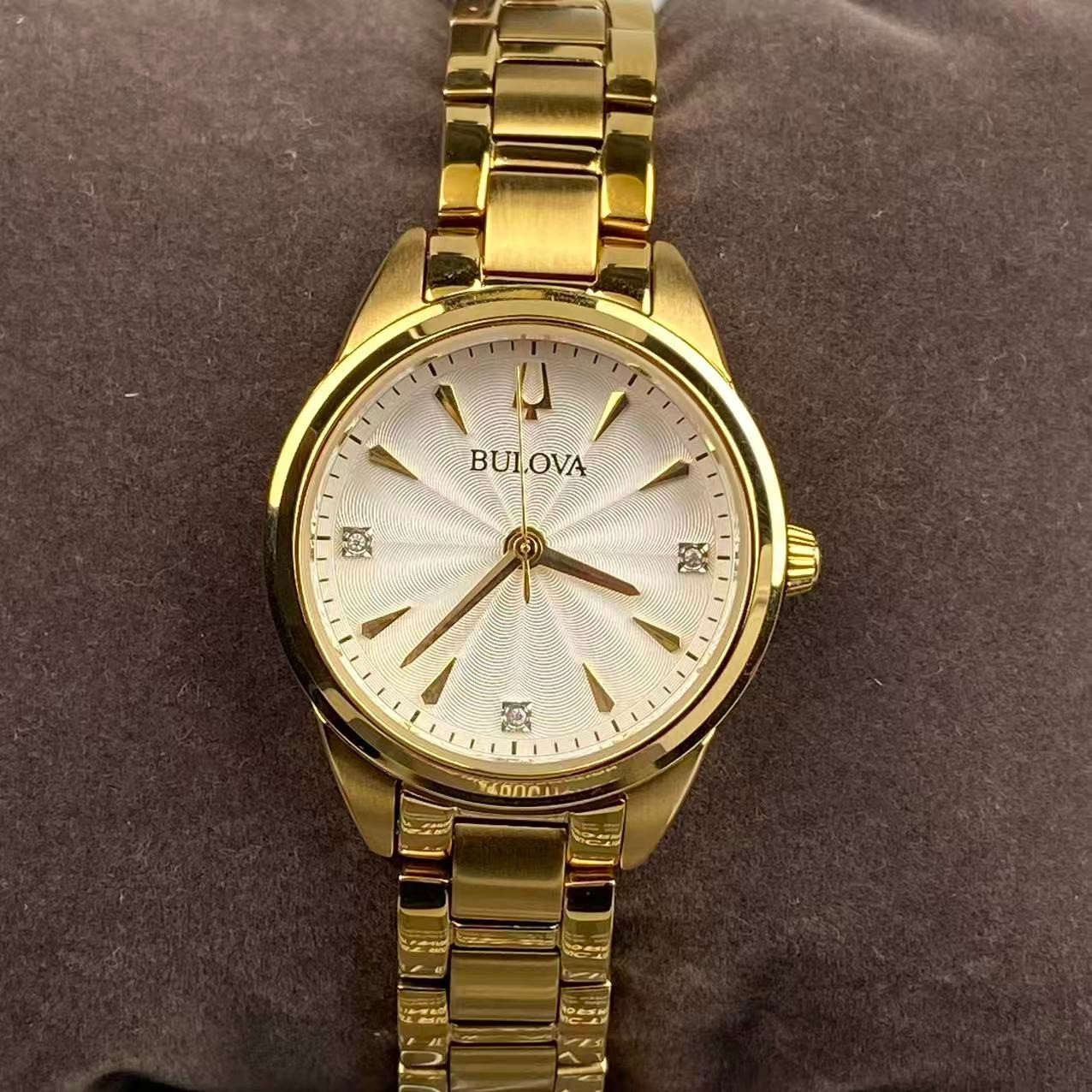 Bulova 97P150 Sutton White Diamond Dial Stainless Steel Women Quartz Watch 28mm