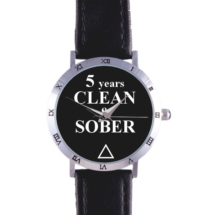5 YEARS CLEAN & SOBER WATCH: ALCOHOLIC, AA, 12-STEP, SERENITY, RARE COLLECTIBLE!
