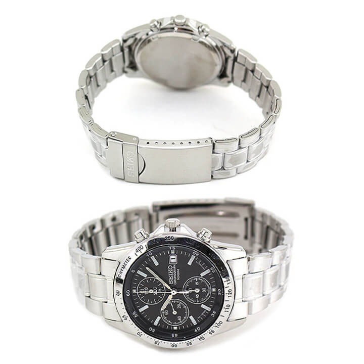 Brand New SEIKO SND367PC Chronograph Black Silver Men’s Watch 10ATM from Japan