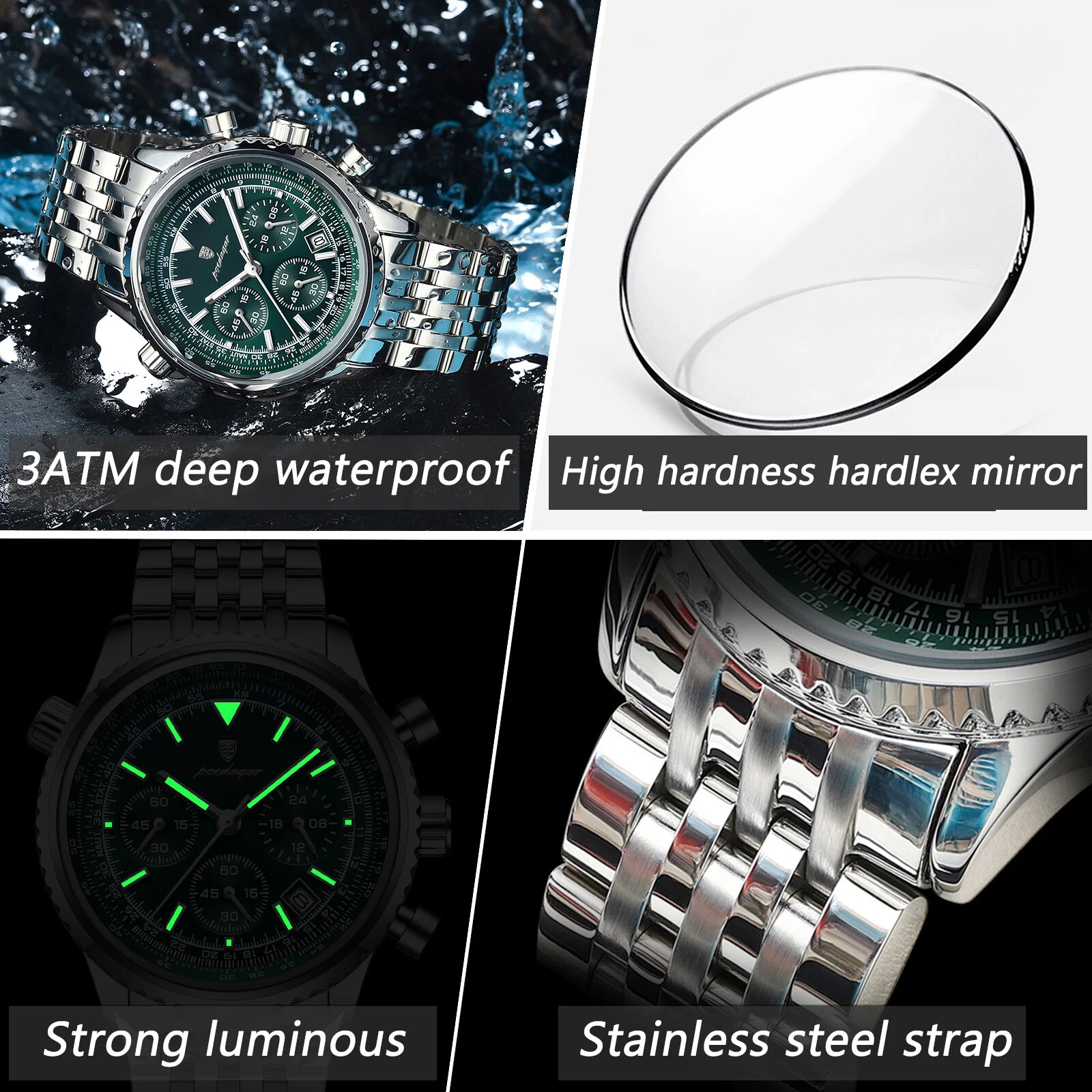 KC POEDAGAR Luxury Military Watch for Men Waterproof Luminous Date Chronograph
