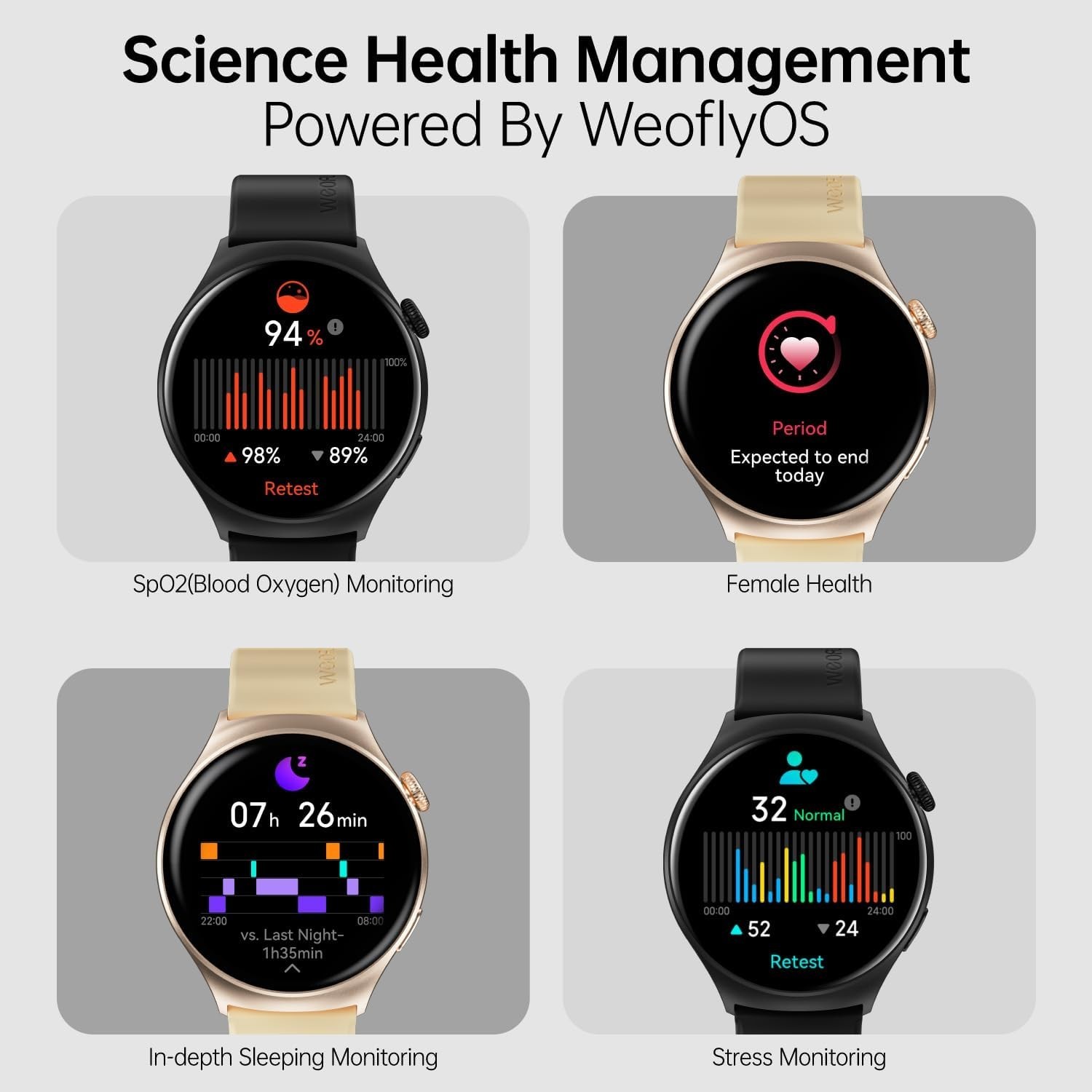 Curve Smart Watch 1.43″ AMOLED Bluetooth Call Fitness Tracker 178+ Modes | Gold