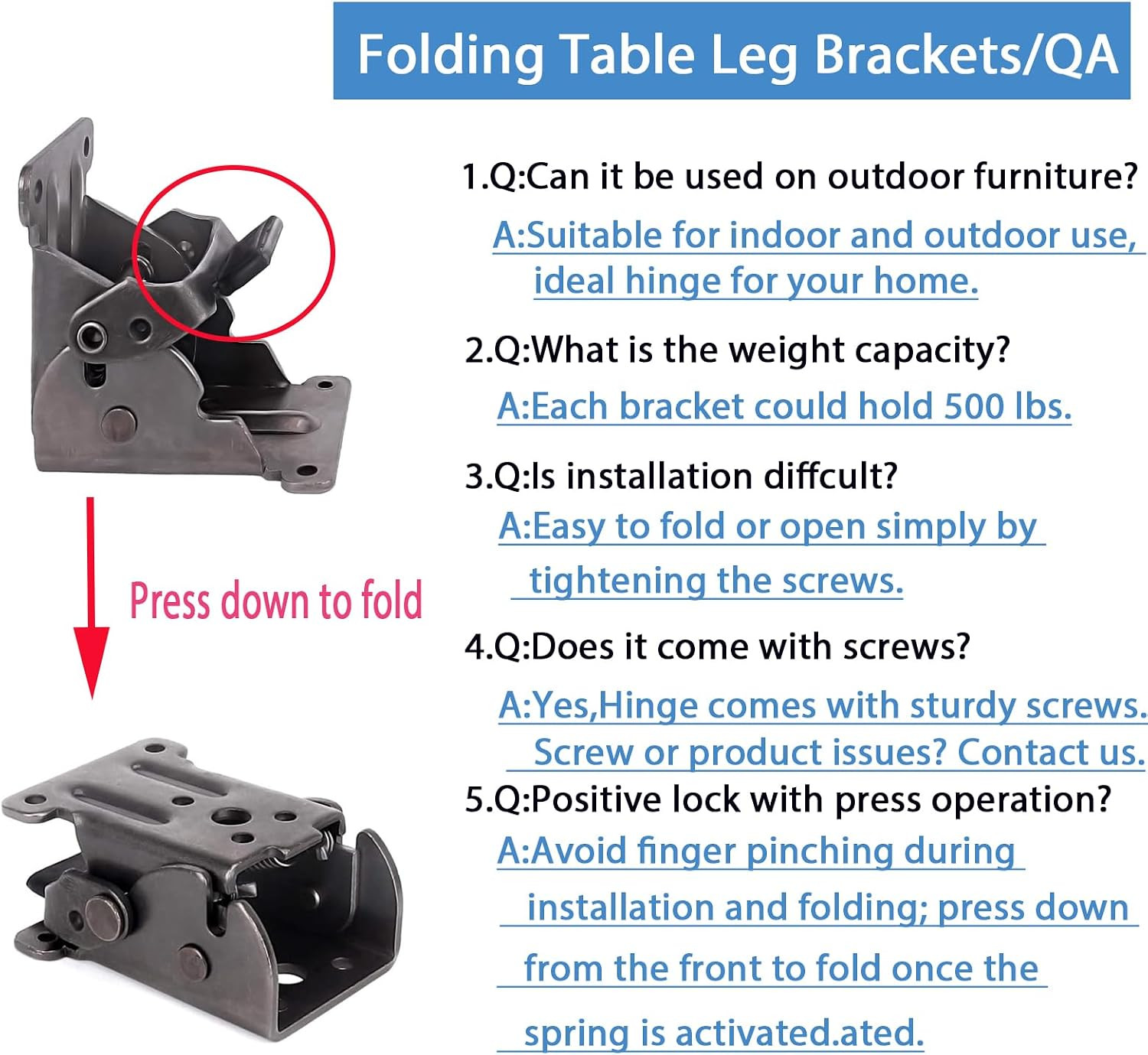4 Pack Locking Hinge for Folding Table Brackets, Heavy Duty Folding Brackets 90