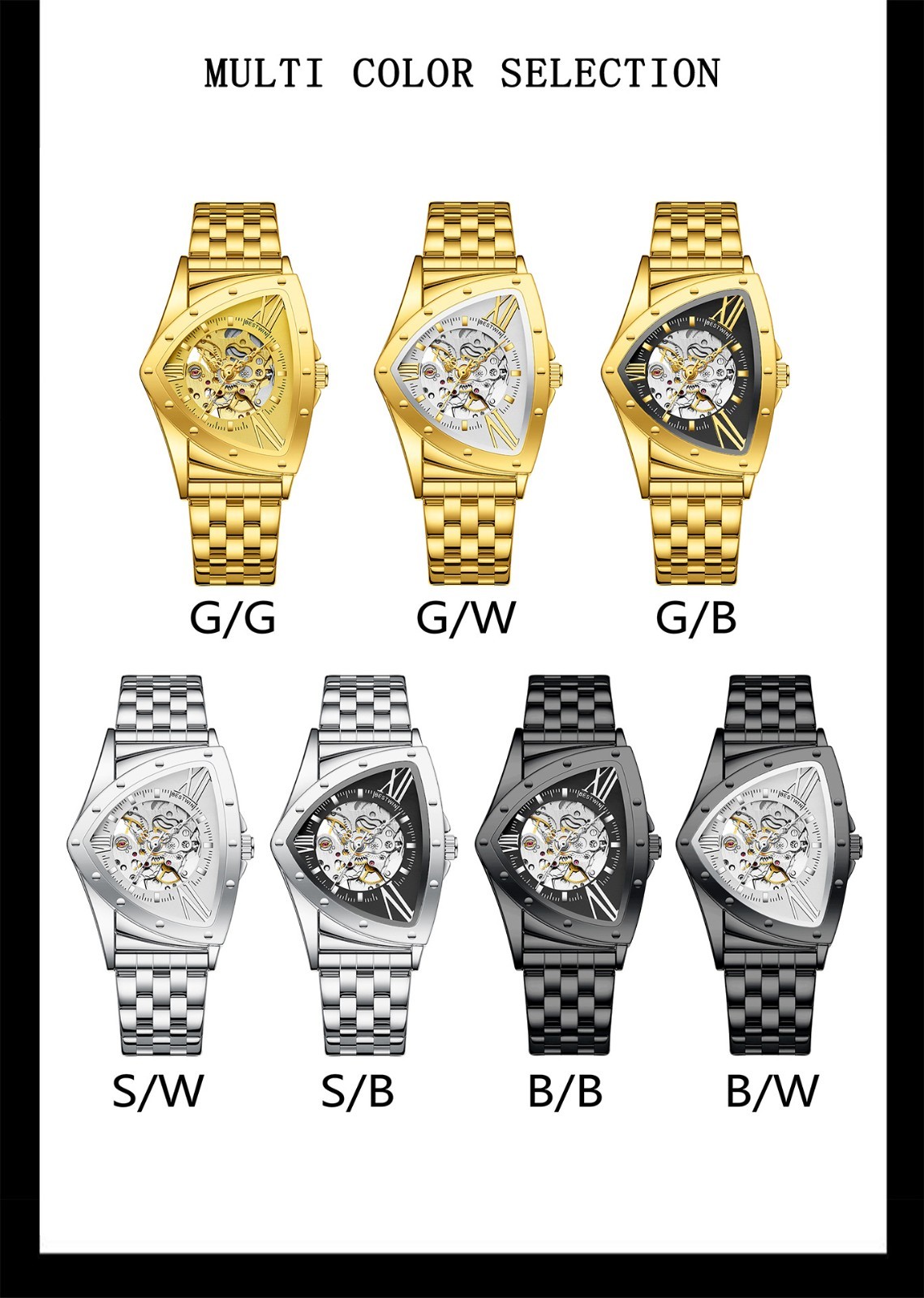 Men’s Triangular Skeleton Watch — Fully Automatic Mechanical, Water-Resi