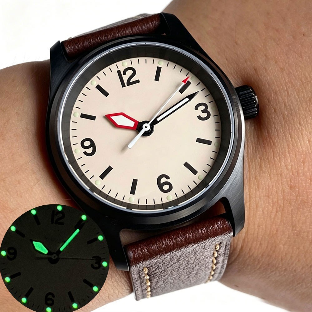 Black 200M Dive 36mm Mechanical Japan NH35 Men Watch Pilot Sapphire Lume Montres