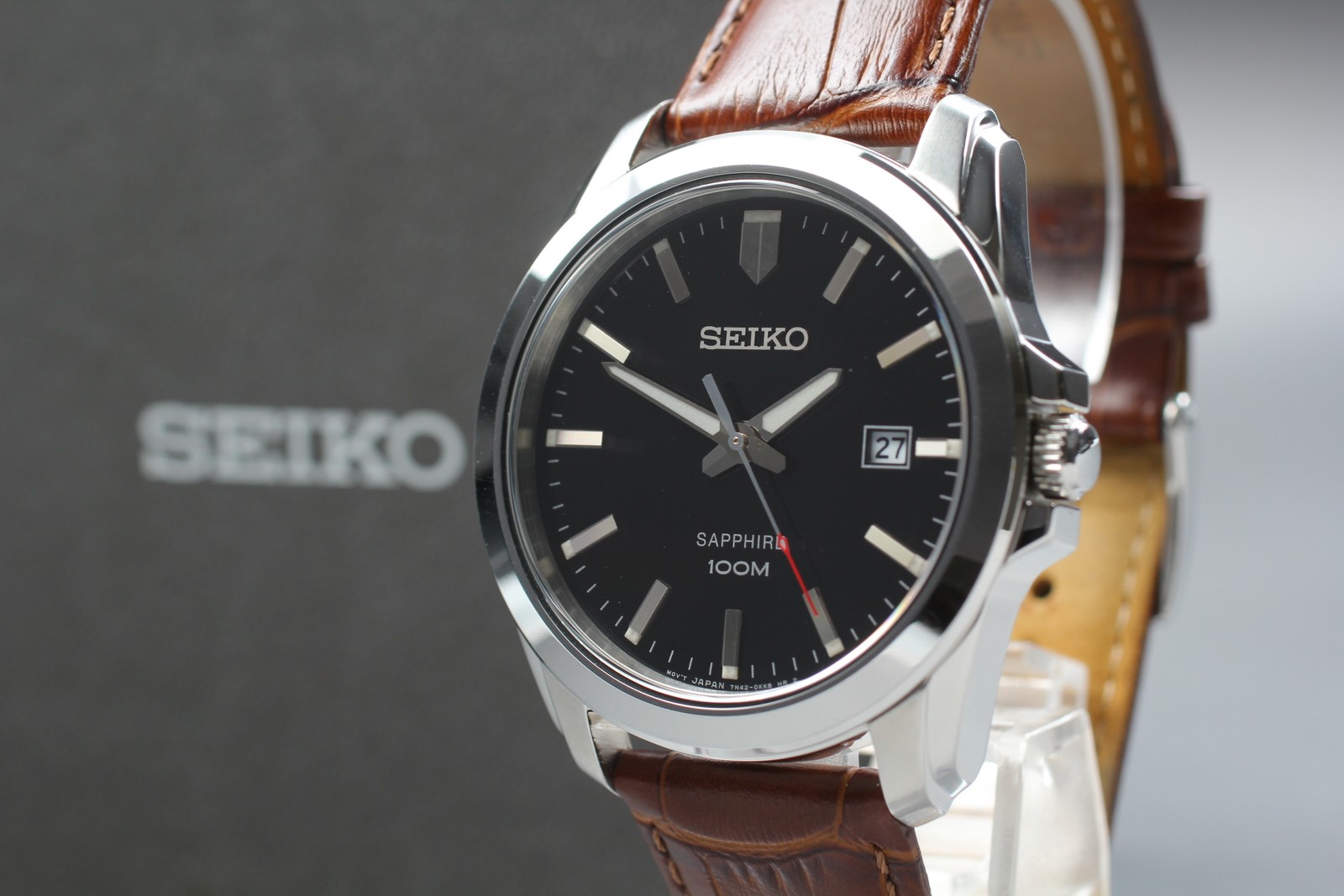 [N MINT/ Box] SEIKO SAPPHIRE 100M SGEH49 7N42-0GD0 Black Quartz Men’s From JAPAN