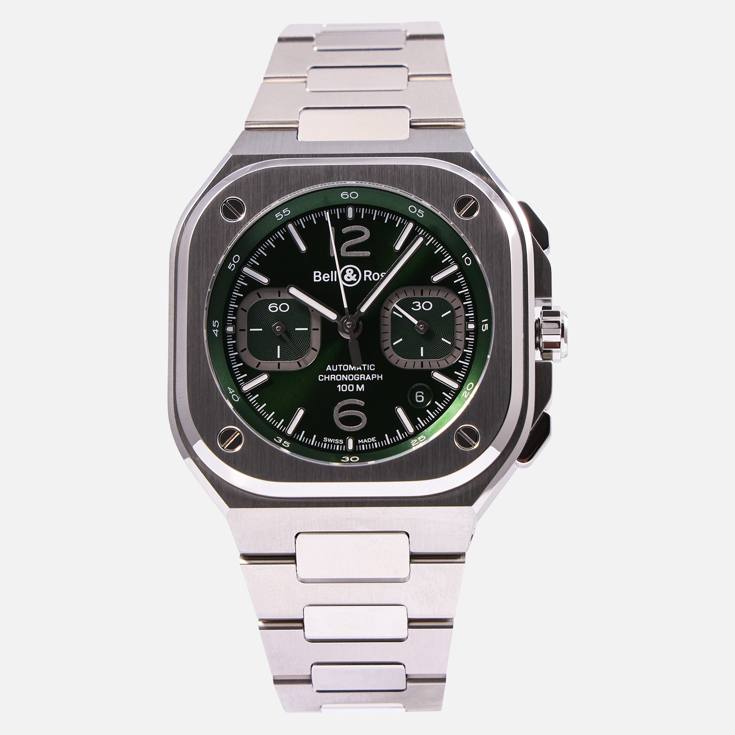 Bell & Ross BR 05 Chrono Green Steel 42mm BR05C-GN-ST/SST New Box & Papers