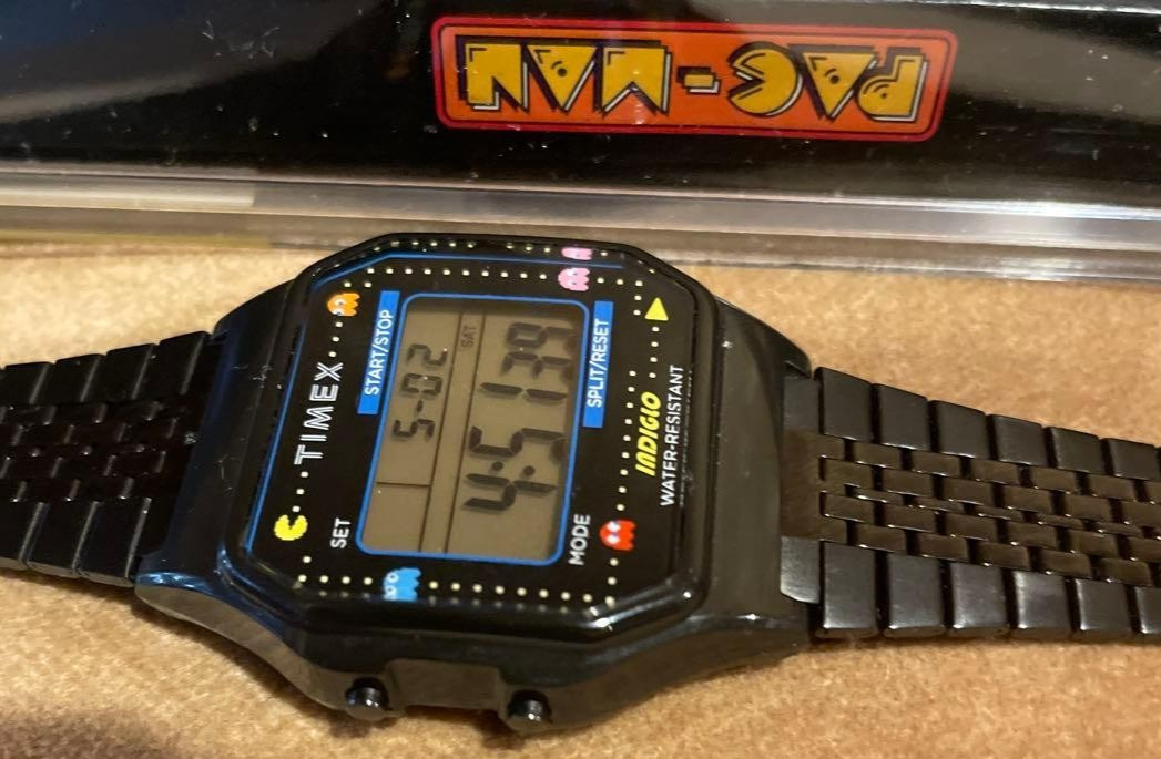 Timex T80 Pac-Man 40th Anniversary Black Digital Watch Retro Limited Used Japan