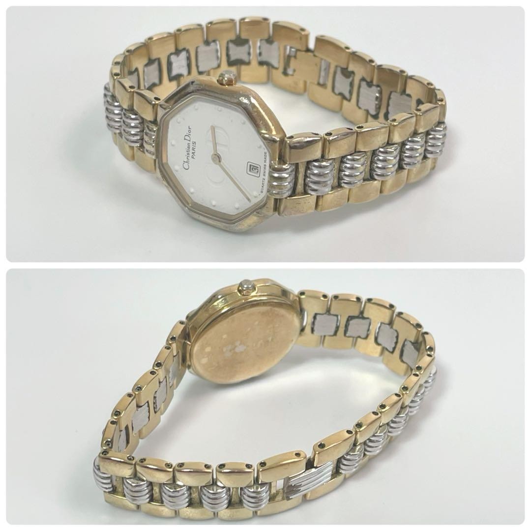 Christian Dior Octagon Gold Quartz Wristwatch Women Japan Vintage 073436