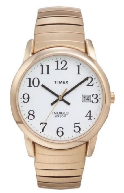 TIMEX Gold-Tone Expansion band White Dial Easy Reader 35 mm Men’s Watch T2N090