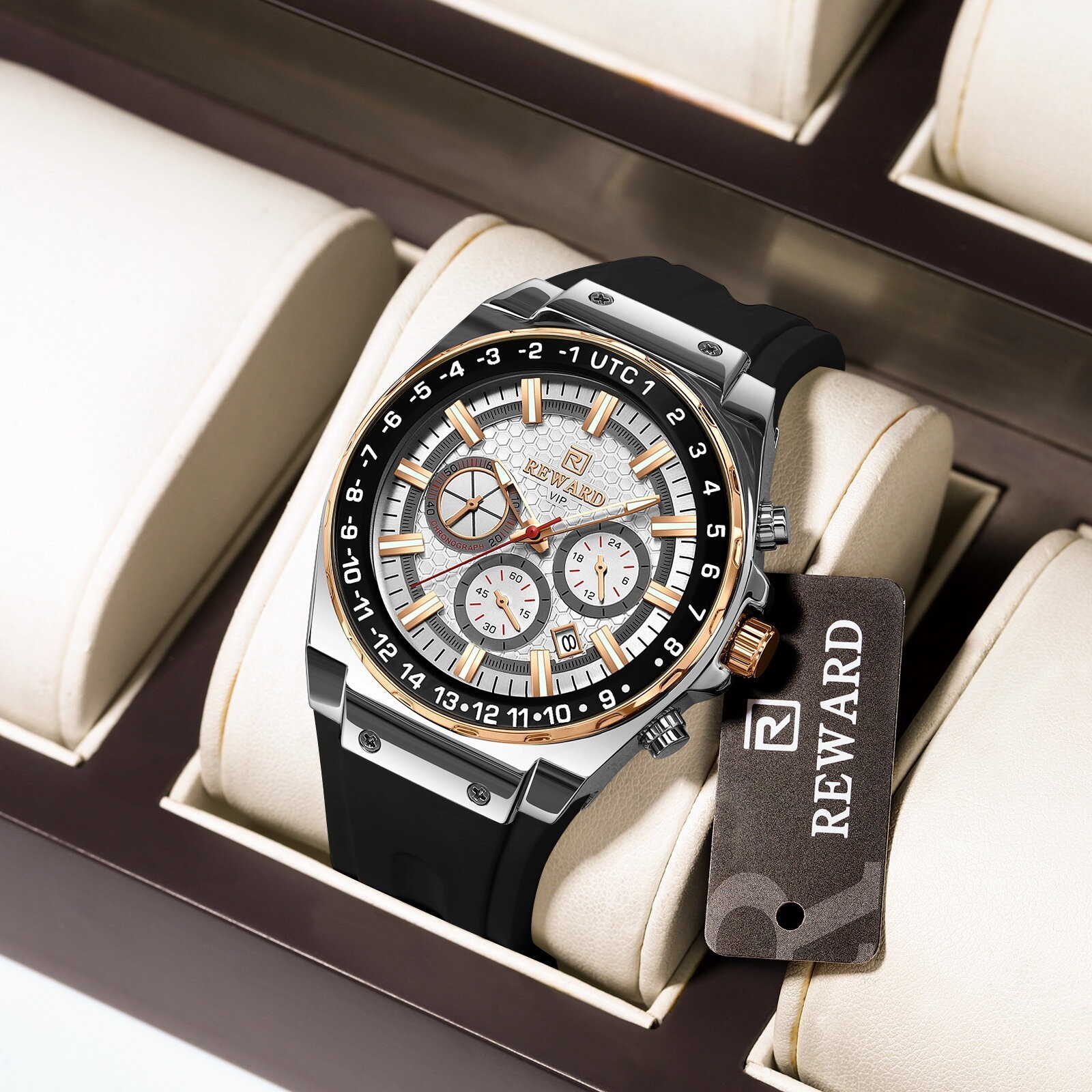 REWARD Men’s Business Luminous Multifunction Chronograph Calendar Quartz Watch