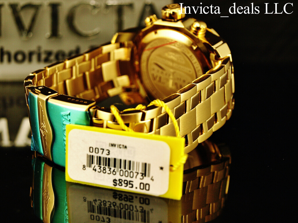 Invicta Men’s 48mm Pro Diver SCUBA Chronograph Blue Dial 18K Gold Plated SS Watc