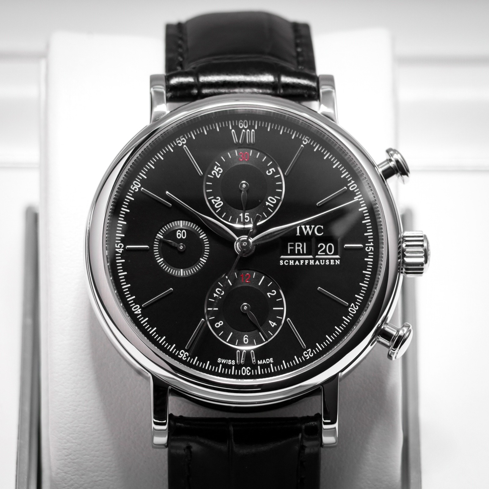 IWC Schaffhausen Portofino [Complete] 42mm Steel Case Black Dial Alligator Strap
