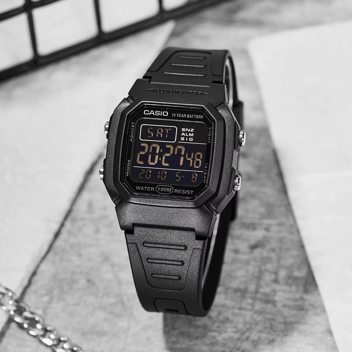 Casio W-800H-1B Digital Watch Black LED Light 10-Year Battery Water Resist