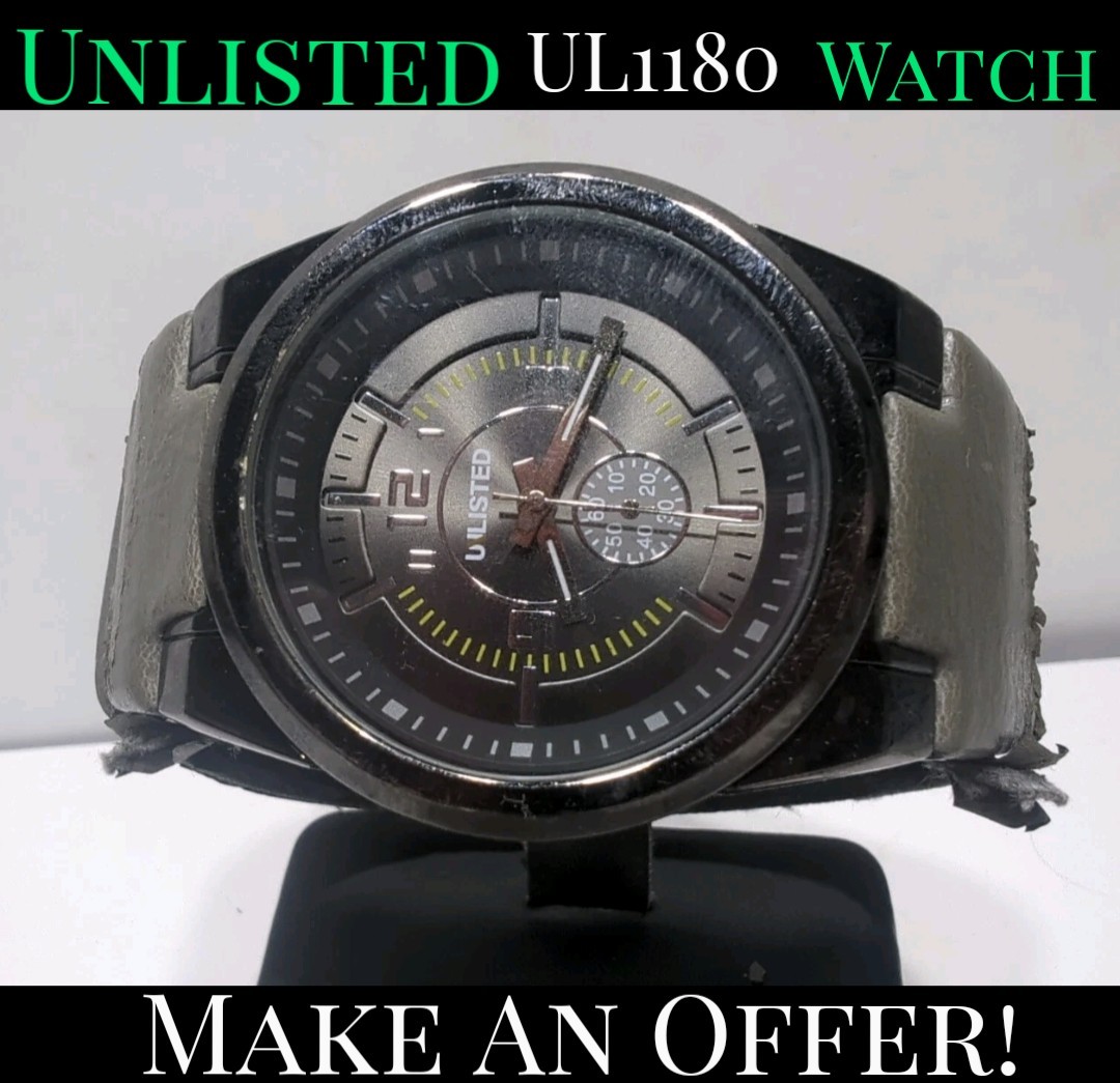 ✨USED✨ Unlisted UL1180 Men’s Watch – Black & Grey Stainless Steel – Japan Movt
