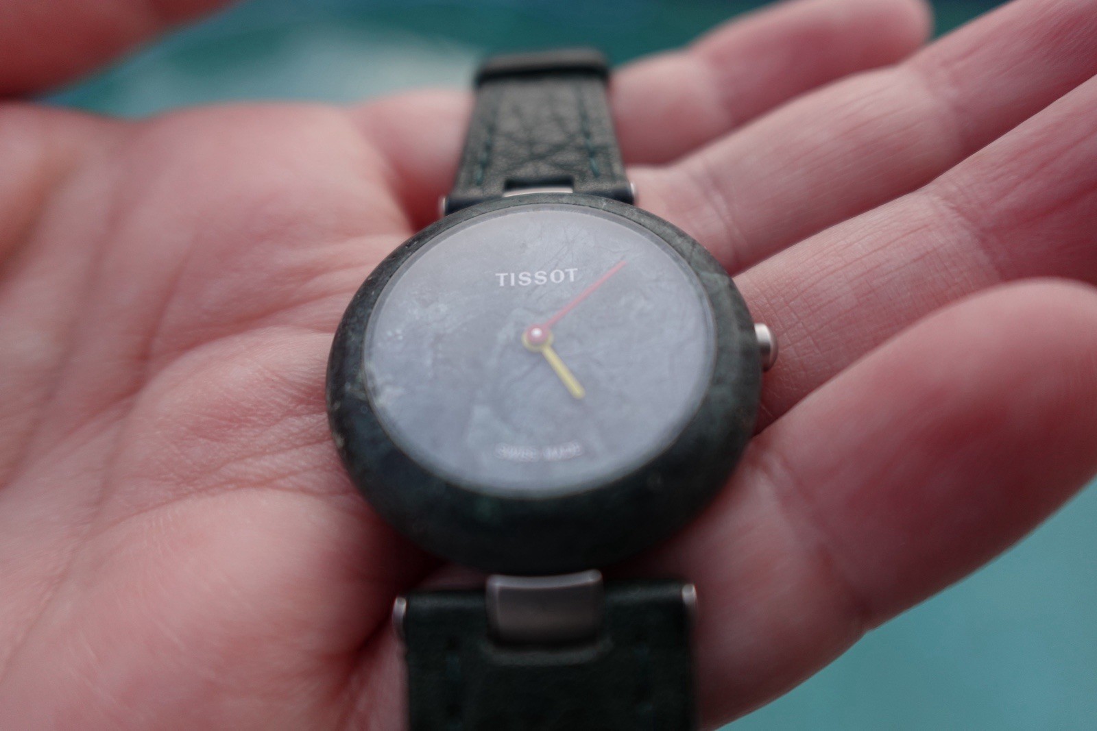 Tissot Genuine Rock Watch Green Jade Stone Case Swiss Made Quartz Analog Watch
