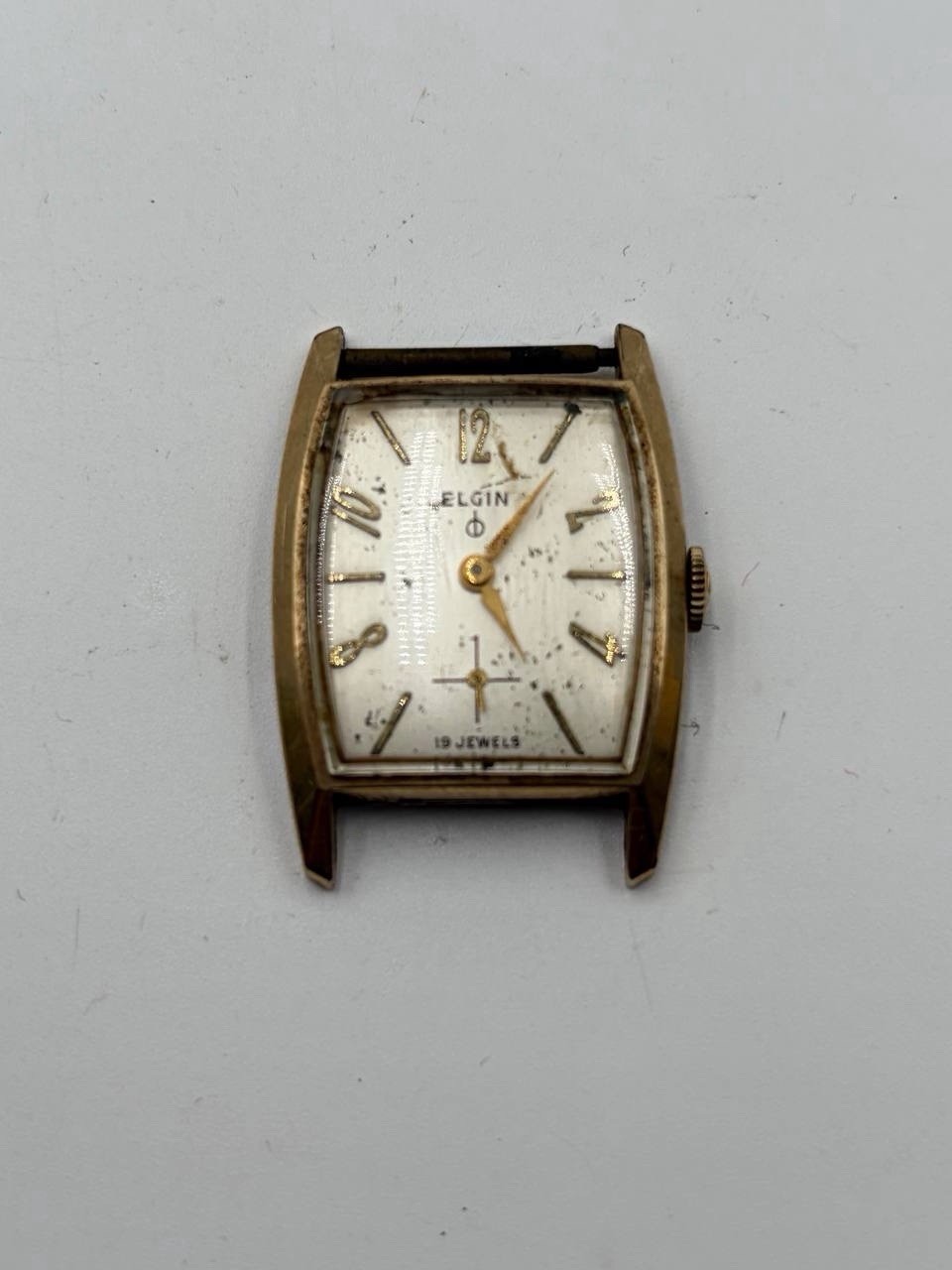 Vintage Elgin 19 Jewels Men’s Wristwatch Tonneau Gold Tone Needs New Battery