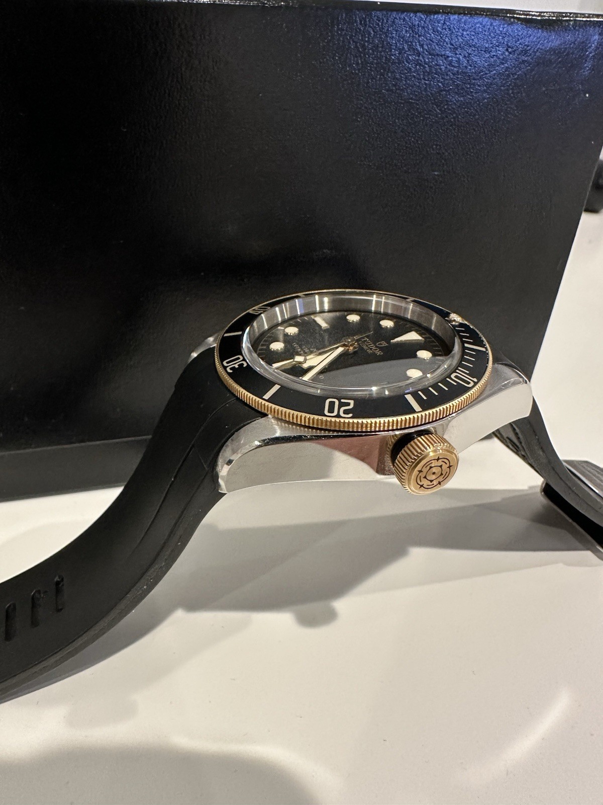 Tudor Black Bay 41mm Steel Gold S&G Rubber Strap Watch 79733N